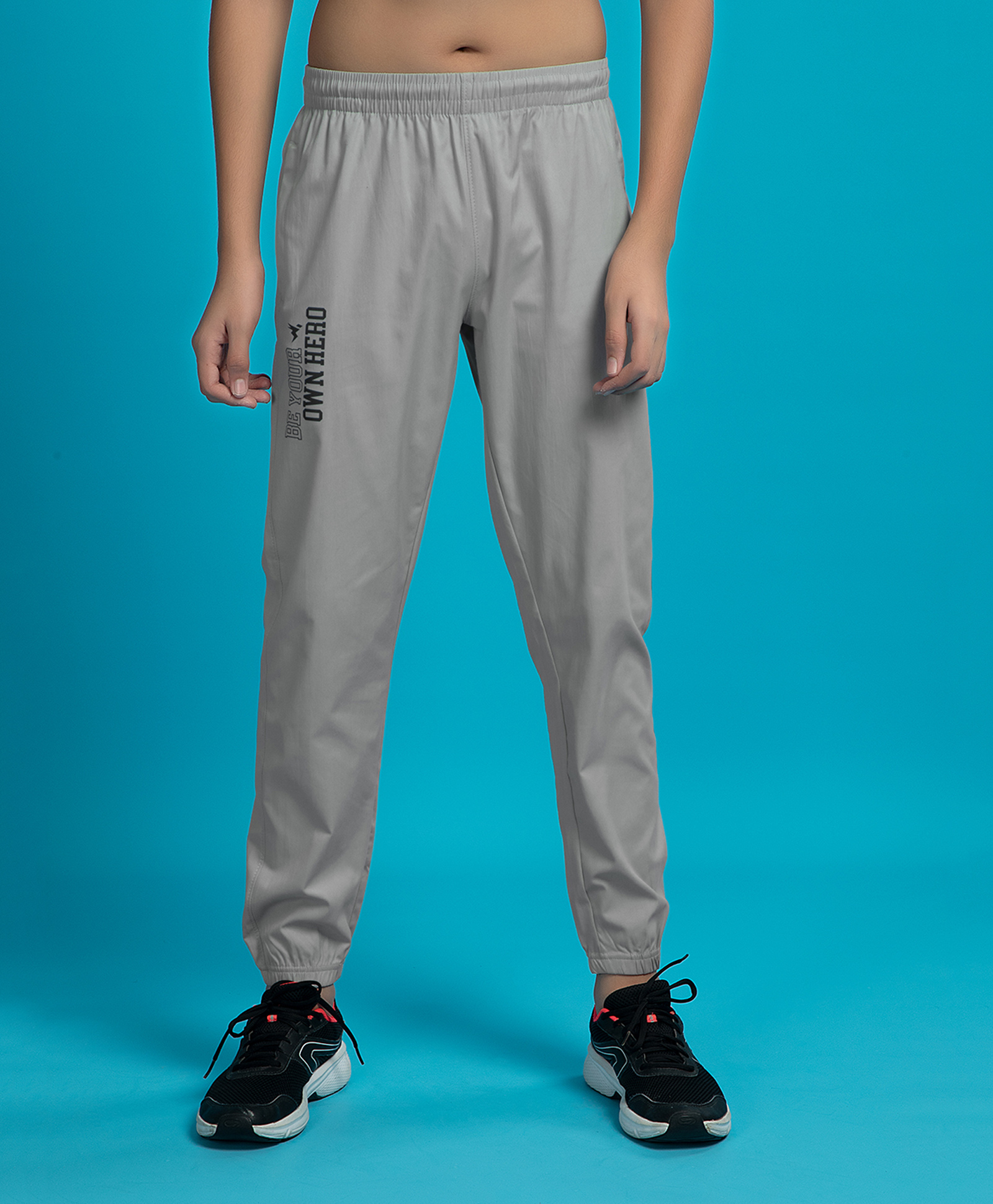 Technosport Woven Be Your Own Hero Text Printed Breathable & Dry Fit Sports Joggers - Grey-picture-28