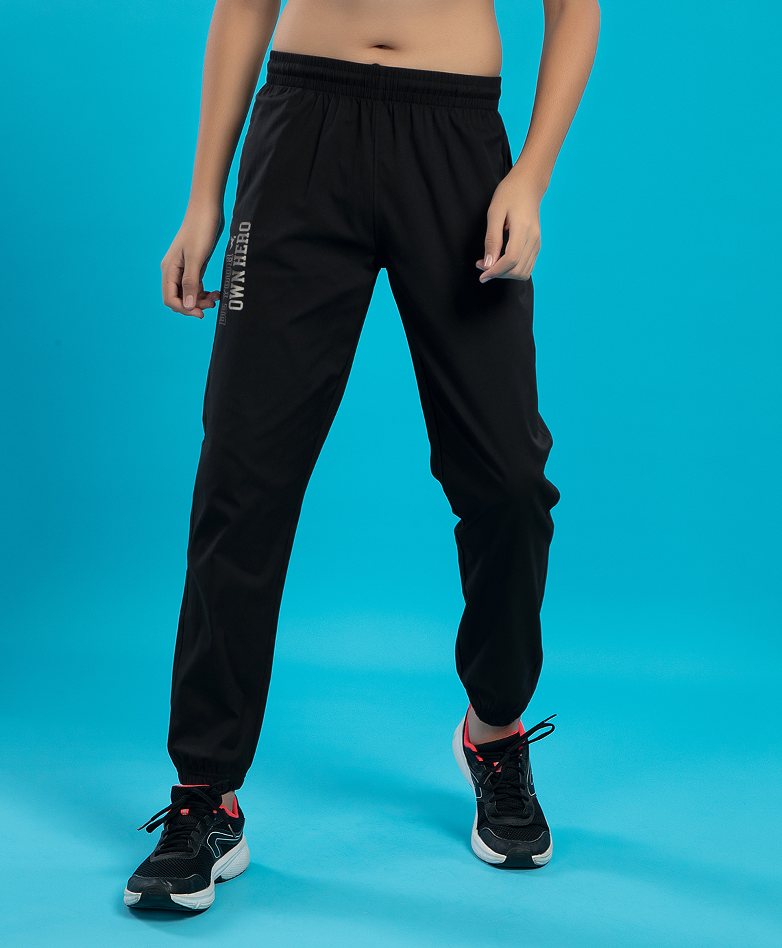 Technosport Woven Be Your Own Hero Text Printed Breathable & Dry Fit Sports Joggers - Black-picture-23
