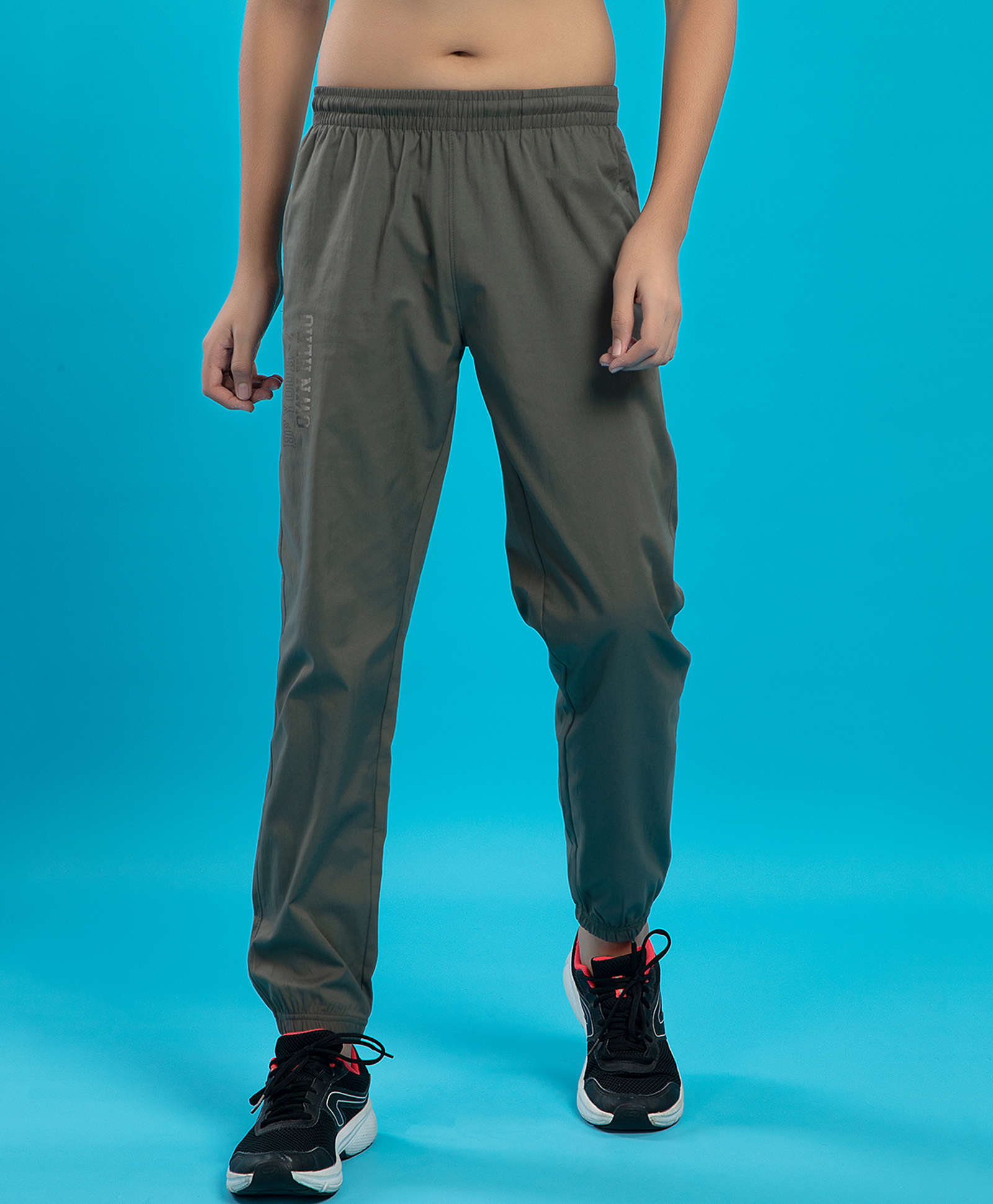 Technosport Woven Be Your Own Hero Text Printed Breathable & Dry Fit Sports Joggers - Olive Green-picture-23