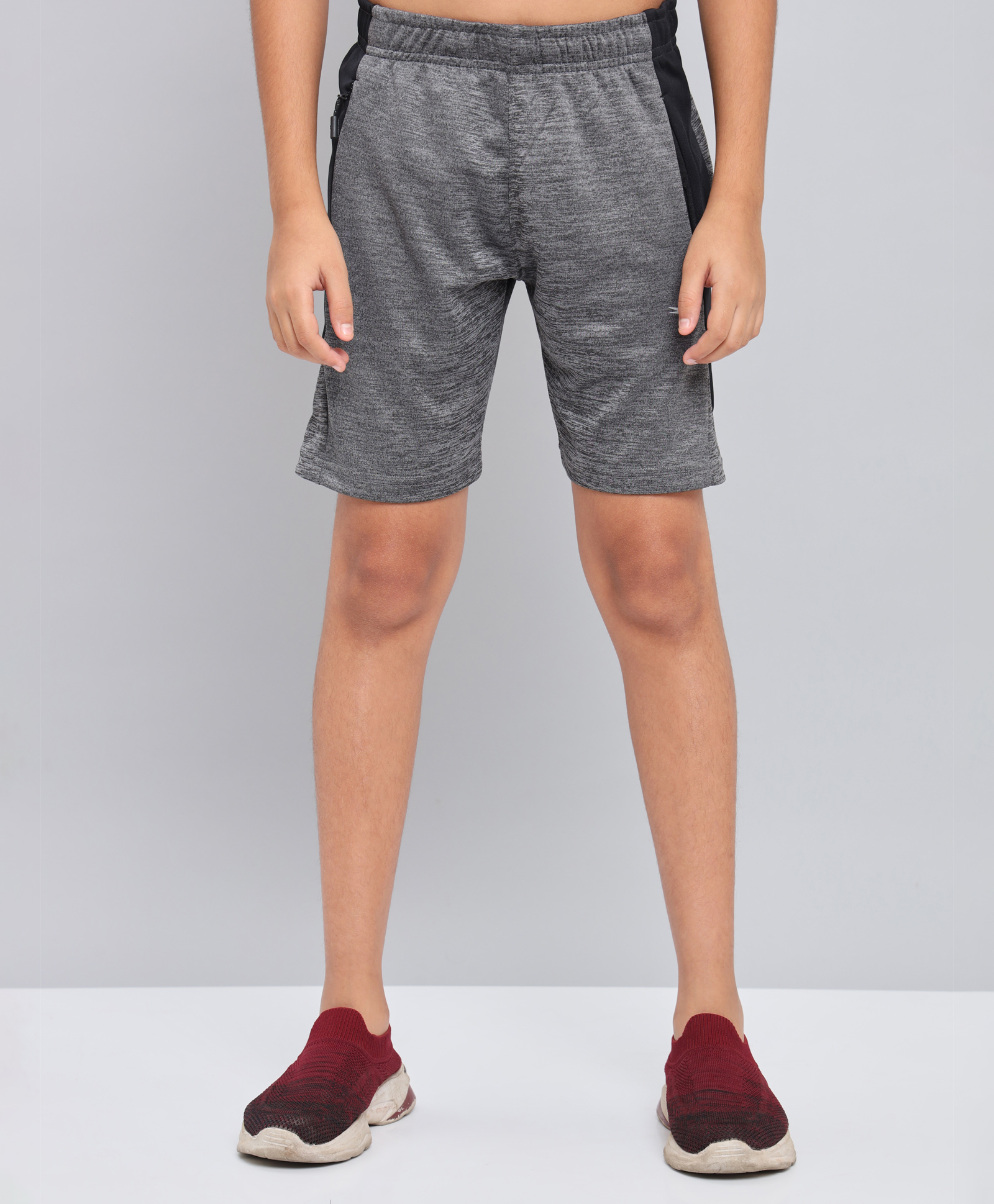 Technosport Knit Colour Blocked Dry Fit & Breathable Sports Shorts - Grey-picture-28