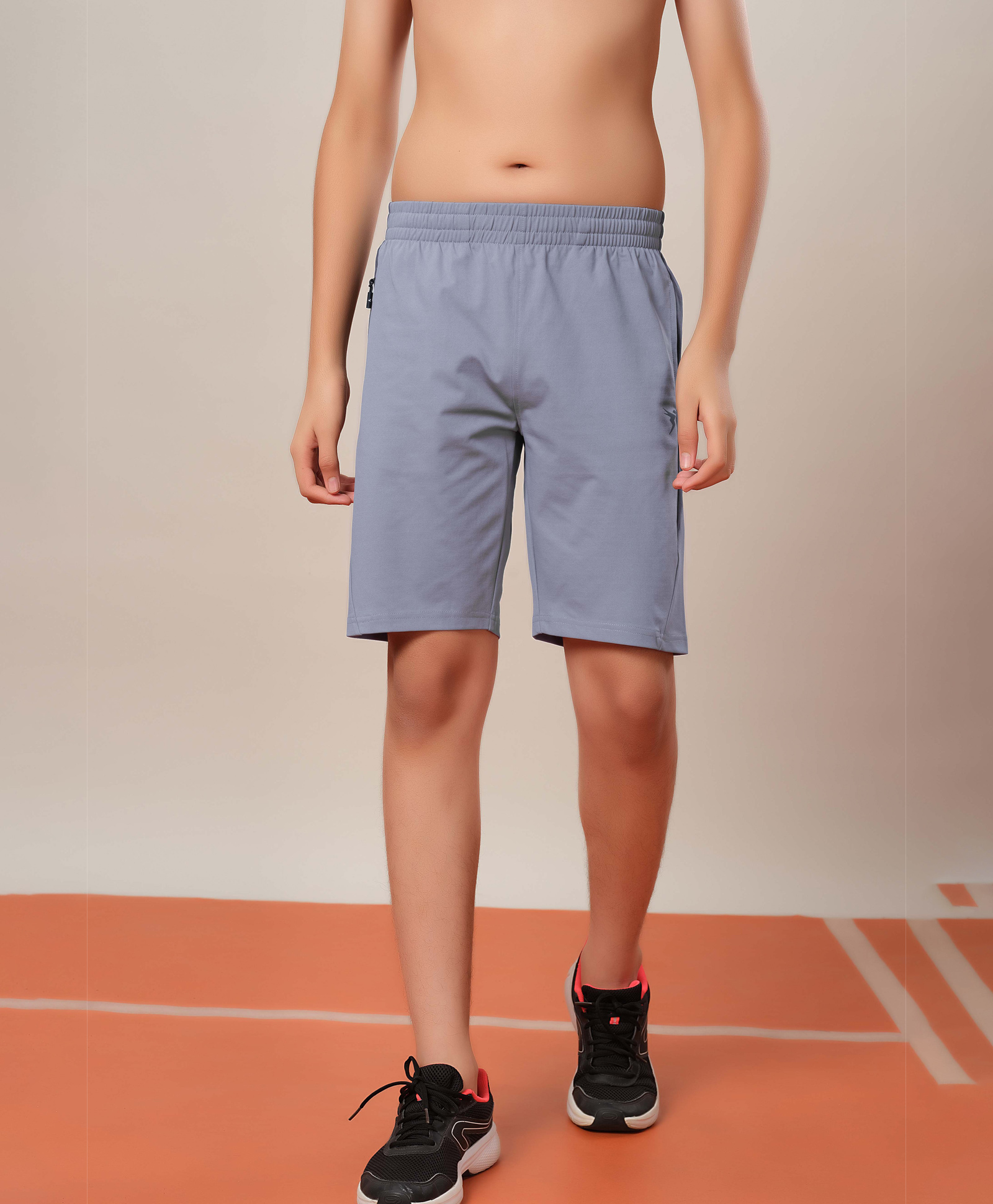 Technosport Knit Colour Blocked Dry Fit & Breathable Sports Shorts - Grey-picture-18
