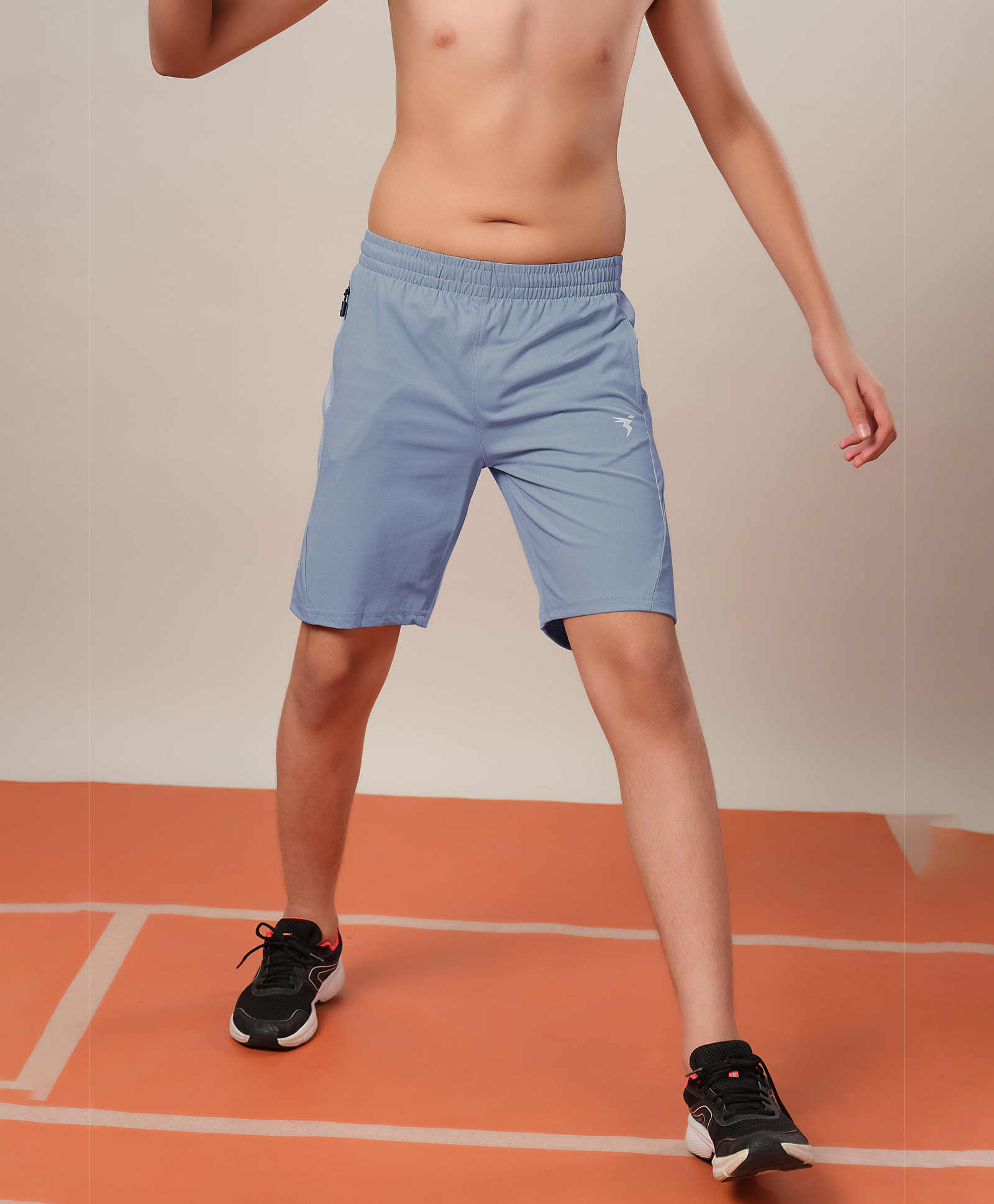 Technosport Knit Colour Blocked Dry Fit & Breathable Sports Shorts - Blue-picture-19