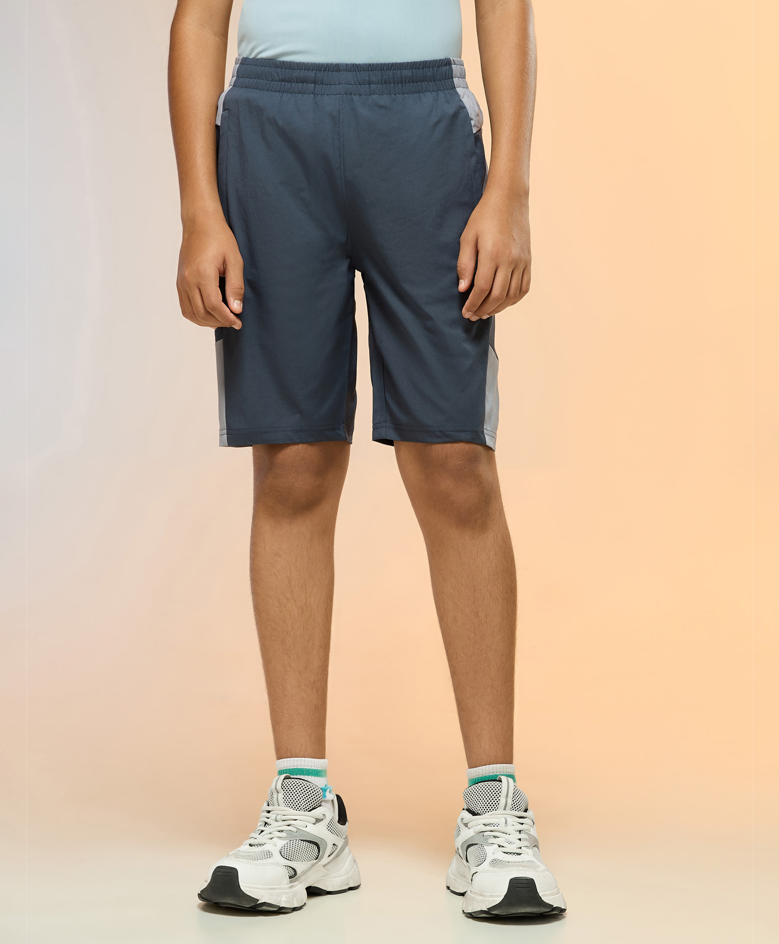 Technosport Knit Colour Blocked Dry Fit & Breathable Sports Shorts - Grey-picture-21