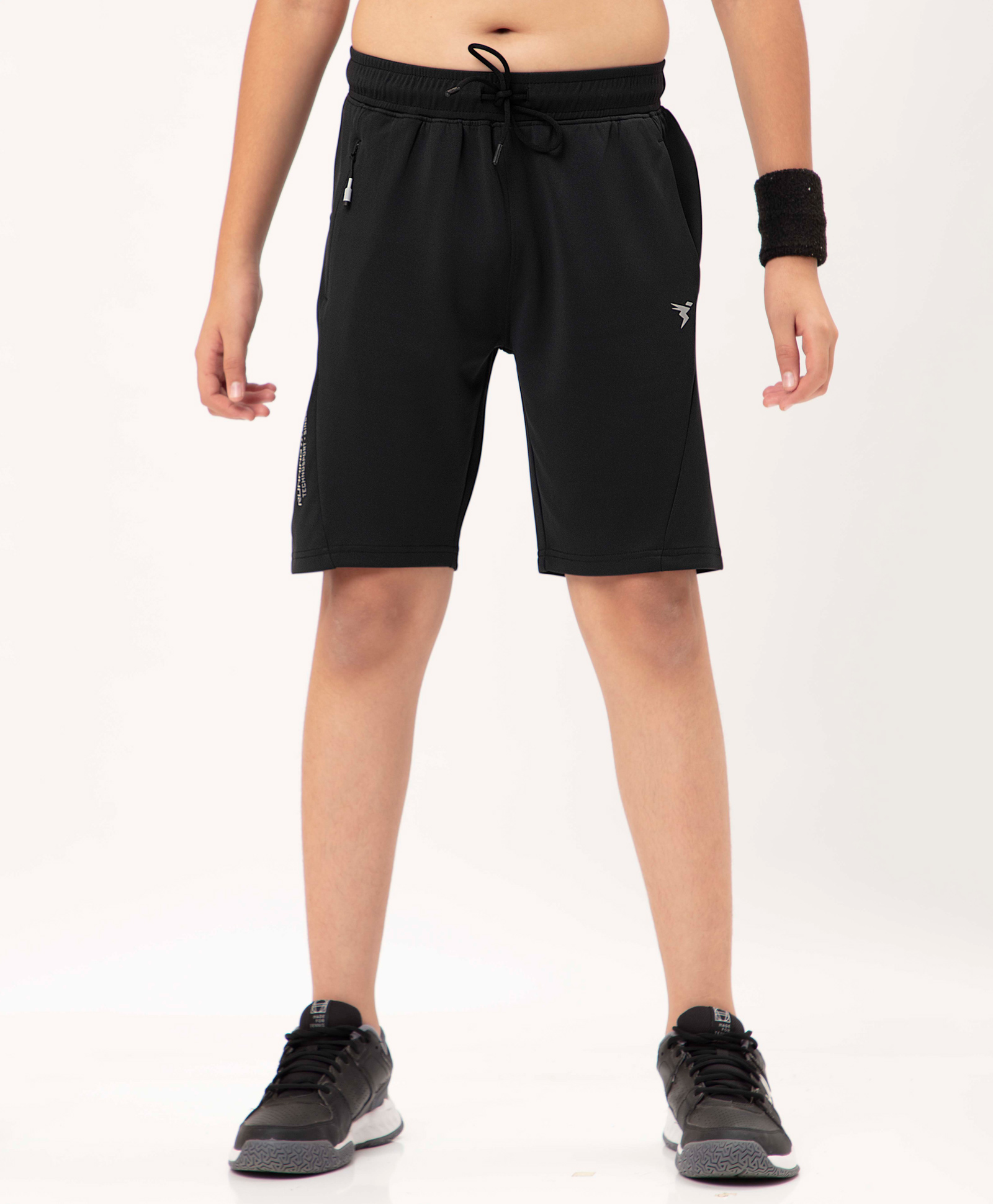 Technosport Knit Solid Dry Fit & Breathable Sports Shorts With Techno Guard - Black-image-42