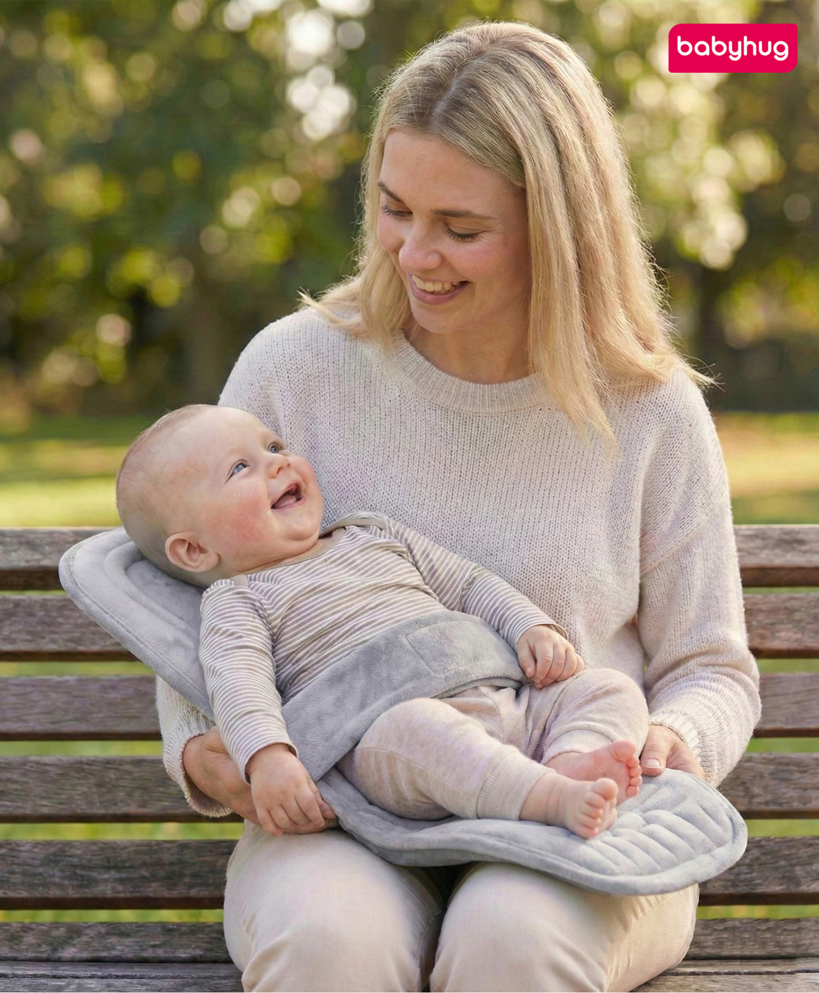 Babyhug 2-in-1 Carrier & Feeding Pillow Velvet - Grey | Infant Carrying and Feeding Support| Ideal for New Moms| Full Body Support| Safety Harness