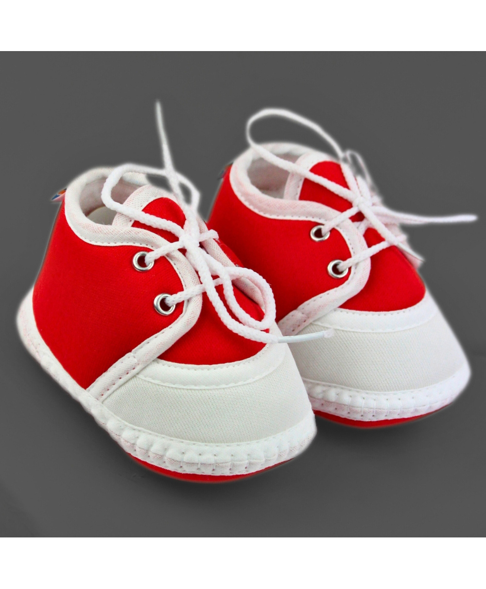 Neska Moda Colour Blocked Lace Up Booties - Red & White-picture-16