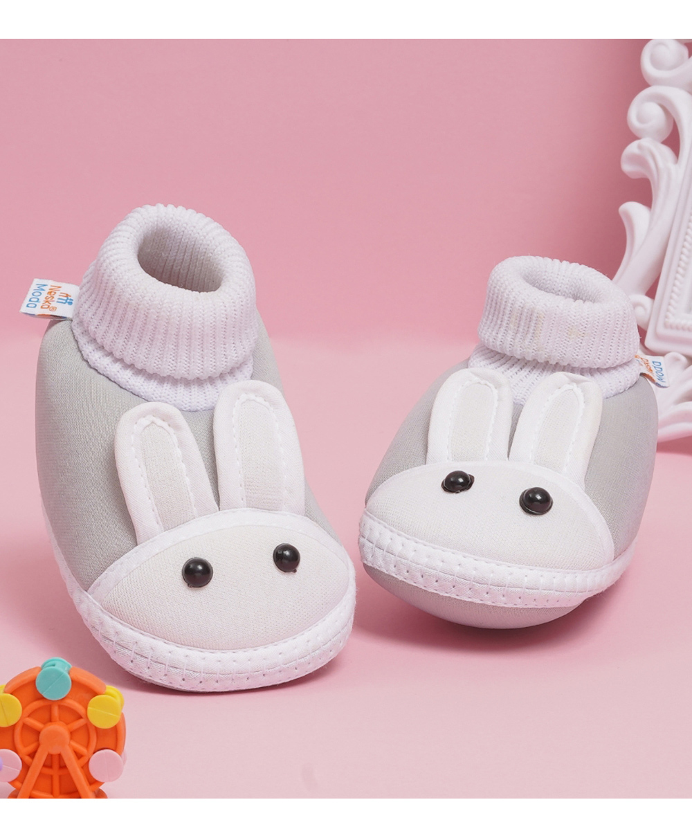 Neska Moda Bunny Face Designed Booties - Grey