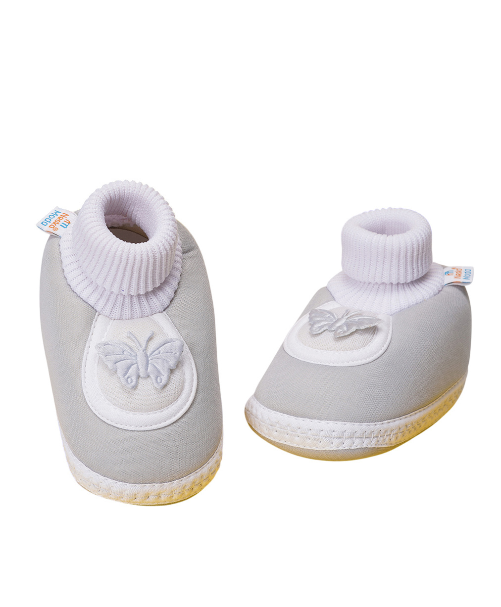 Neska Moda Butterfly Applique & Frill Detailed Booties - Grey-picture-13