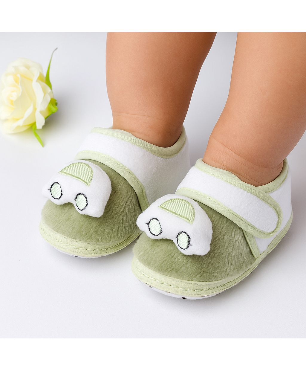 Neska Moda Car Applique Detailed Velcro Closure Booties - Green-picture-31