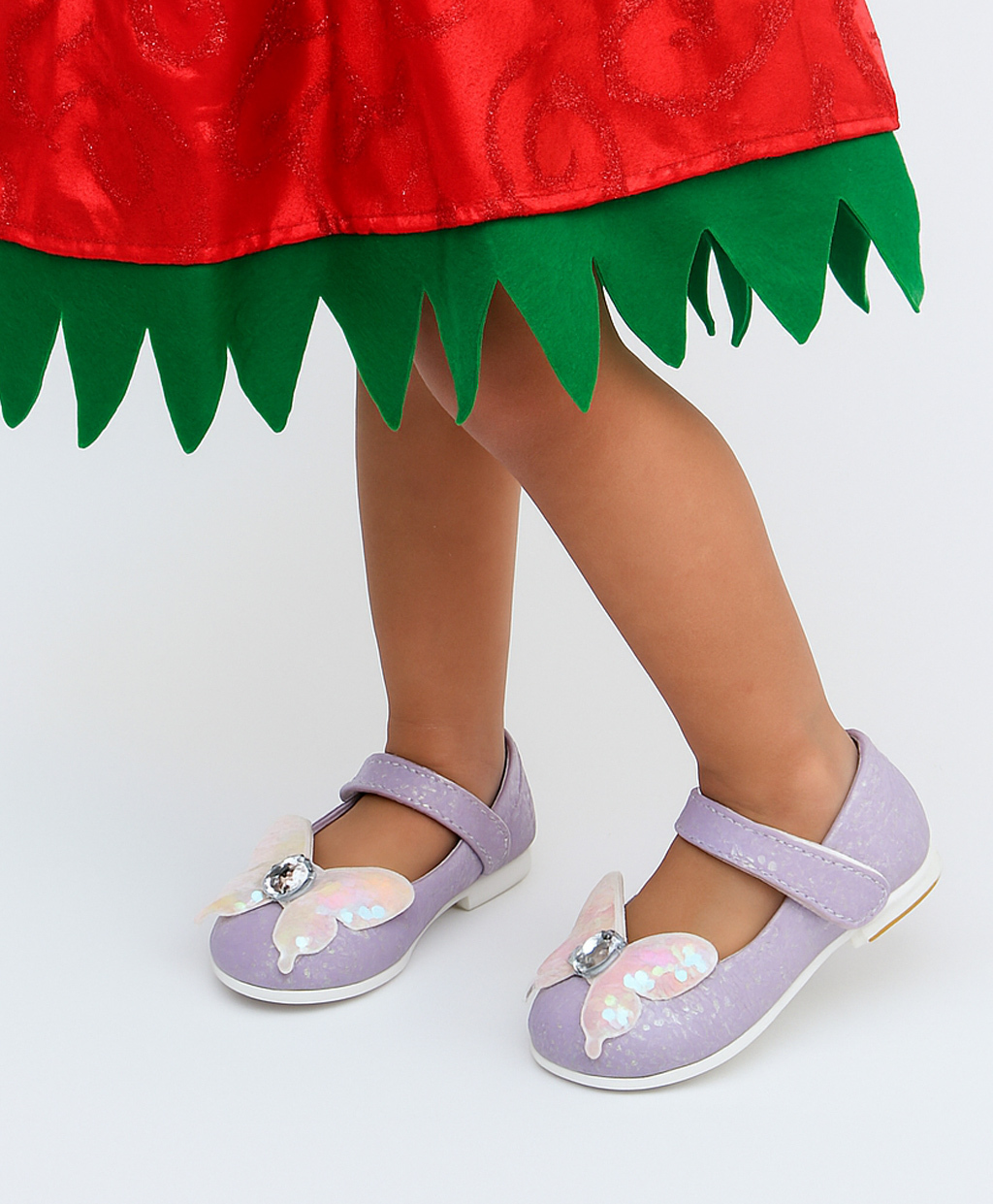 Neska Moda Butterfly Applique Detailed Stones Embellished Mary Jane Ballerinas - Purple-picture-35