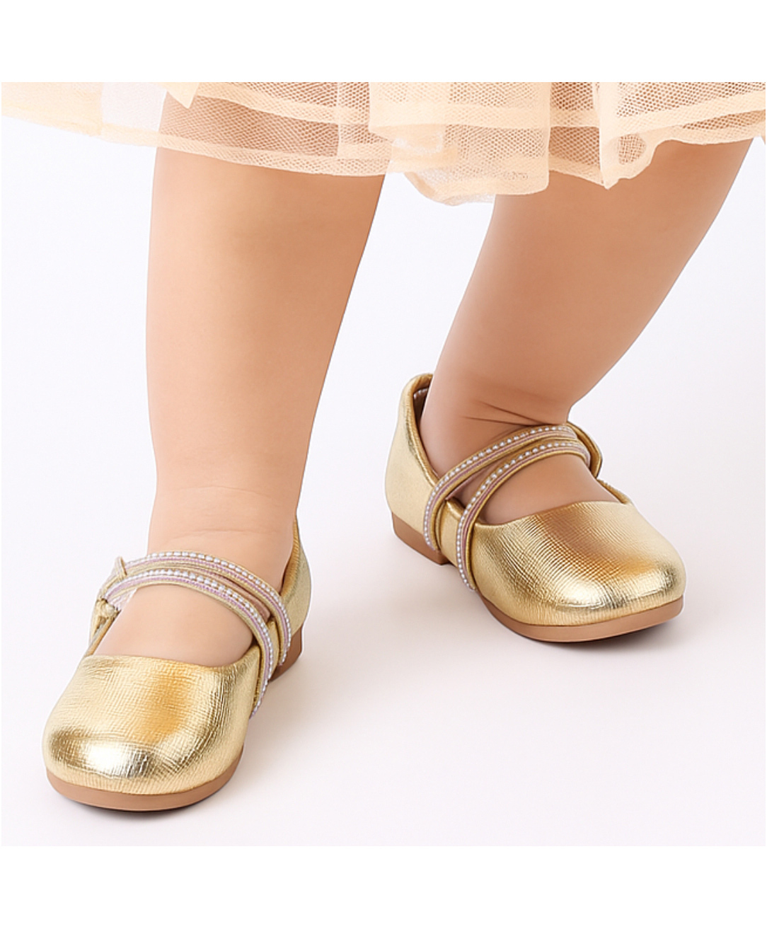 Neska Moda Rhinestones Embellished & Textured Metallic With Velcro Closure Anti Skid Booties - Gold-picture-9