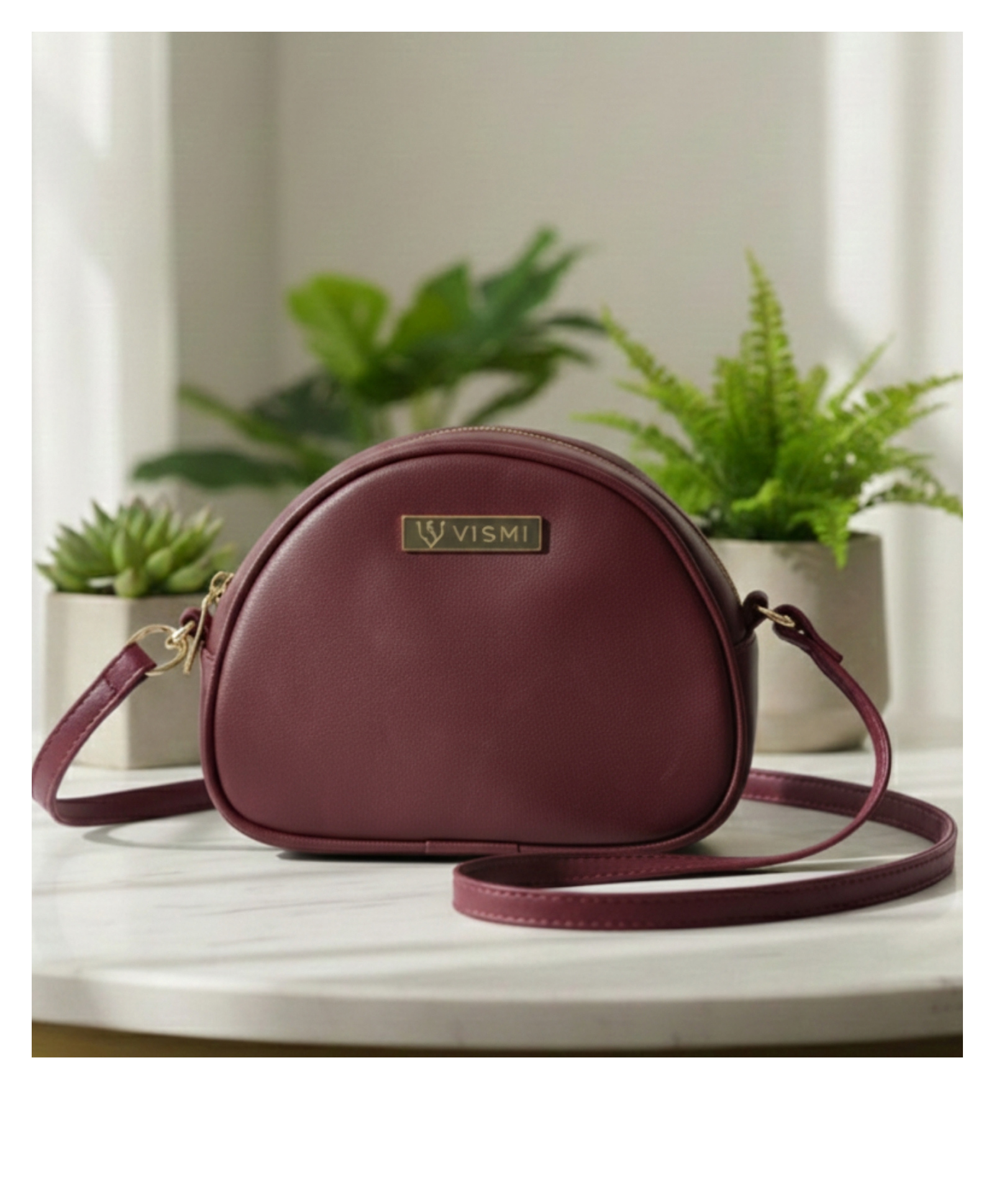VISMIINTREND Women Crossbody Bag Stylish Travel Mini Sling Bag with Adjustable Strap Premium Quality Pu Leather Girls Shoulder Bag - Wine-image-48
