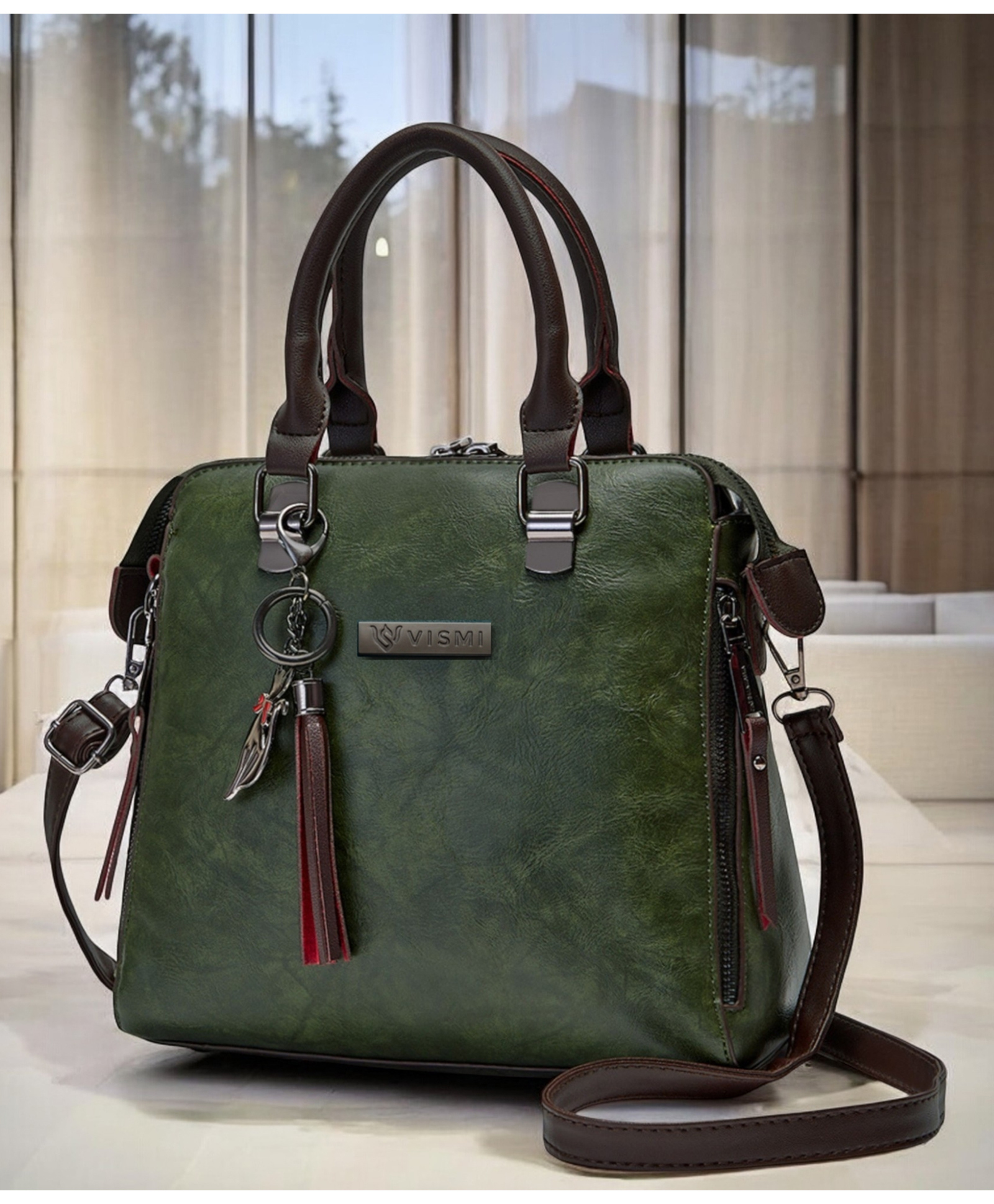 VISMIINTREND Women's Sling Bag with Detachable & Adjustable Strap Pu Leather Stylish Handbag for Travel, Office & Regular Use - Olive Green-picture-39