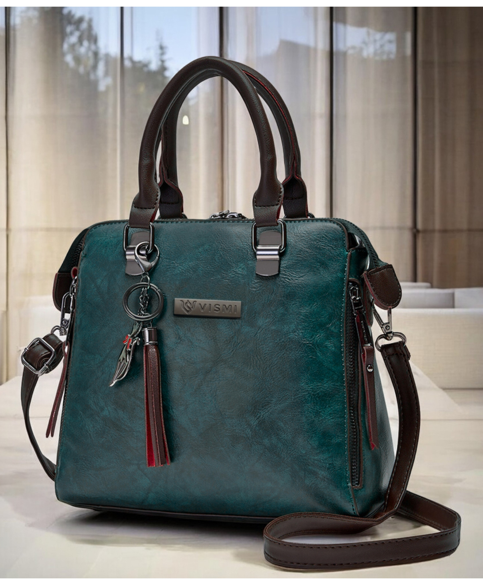 VISMIINTREND Women's Sling Bag with Detachable & Adjustable Strap Pu Leather Stylish Handbag for Travel, Office & Regular Use - Teal Blue-picture-40