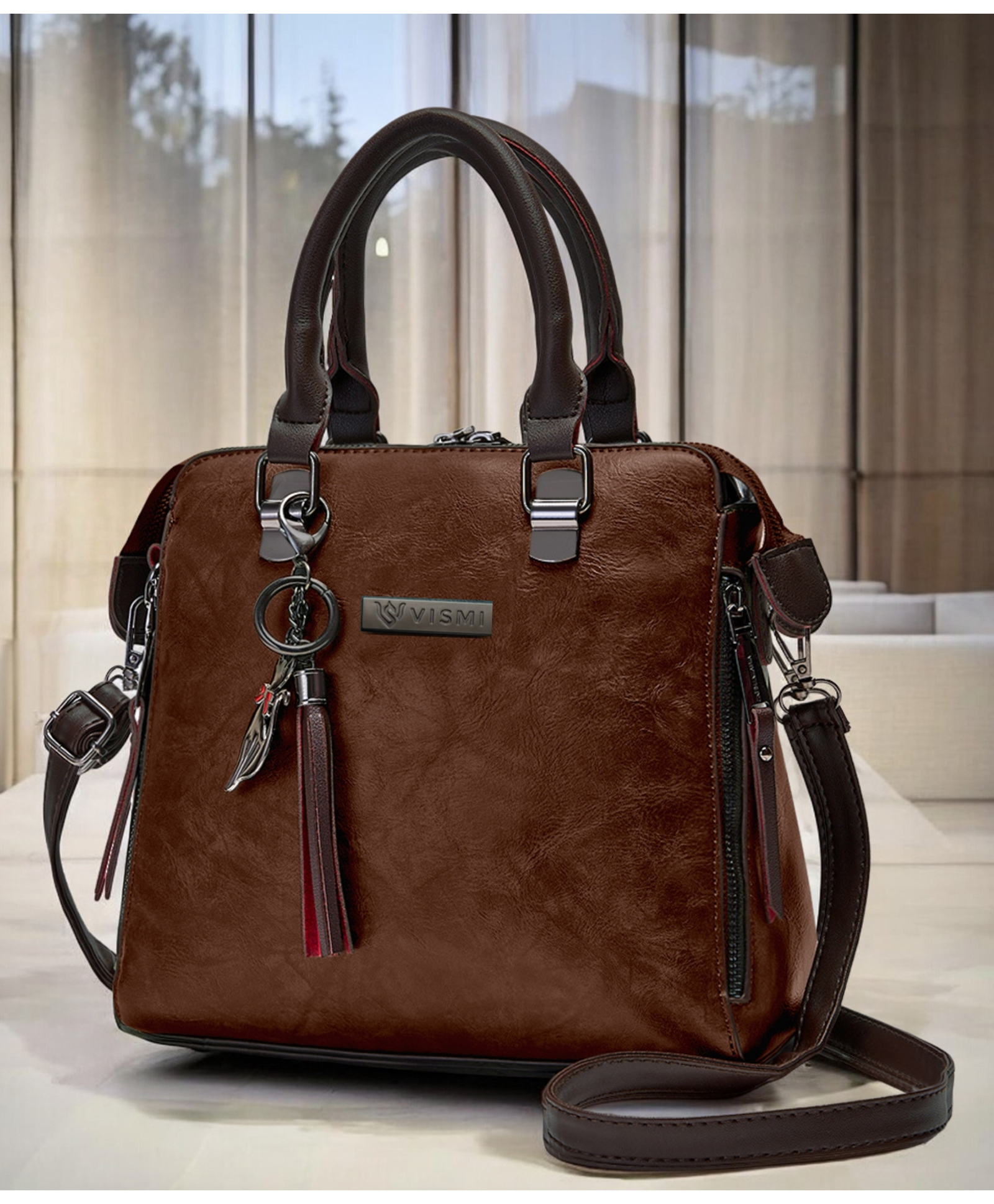VISMIINTREND Women's Sling Bag with Detachable & Adjustable Strap Pu Leather Stylish Handbag for Travel, Office & Regular Use - Brown-picture-38