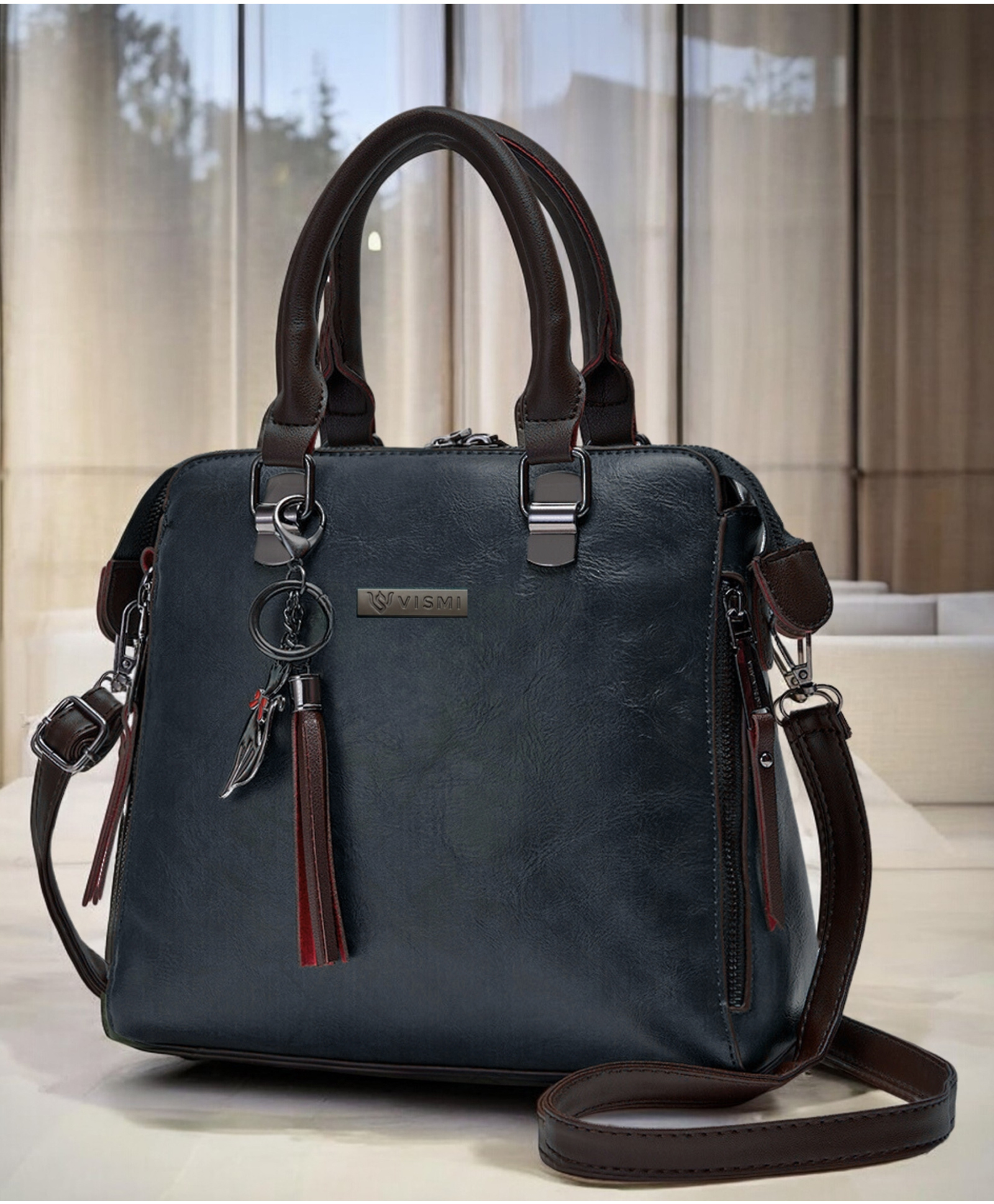VISMIINTREND Women's Sling Bag with Detachable & Adjustable Strap Pu Leather Stylish Handbag for Travel, Office & Regular Use - Black-picture-18
