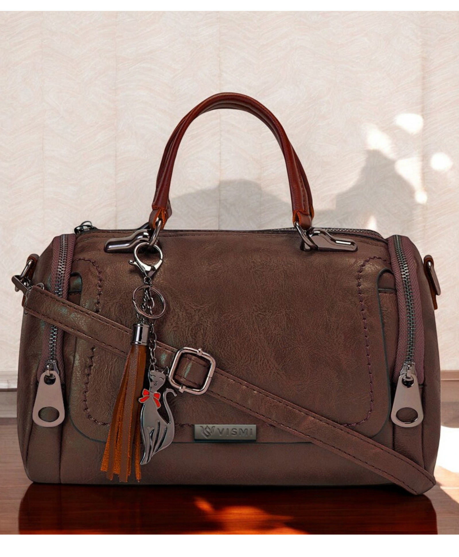 VISMIINTREND Women Stylish Handbag Pu Leather Crossbody Satchel Sling Bag for Office, Travel Use Anniversary, Birthday Gift for Wife - Coffee Brown-image-2