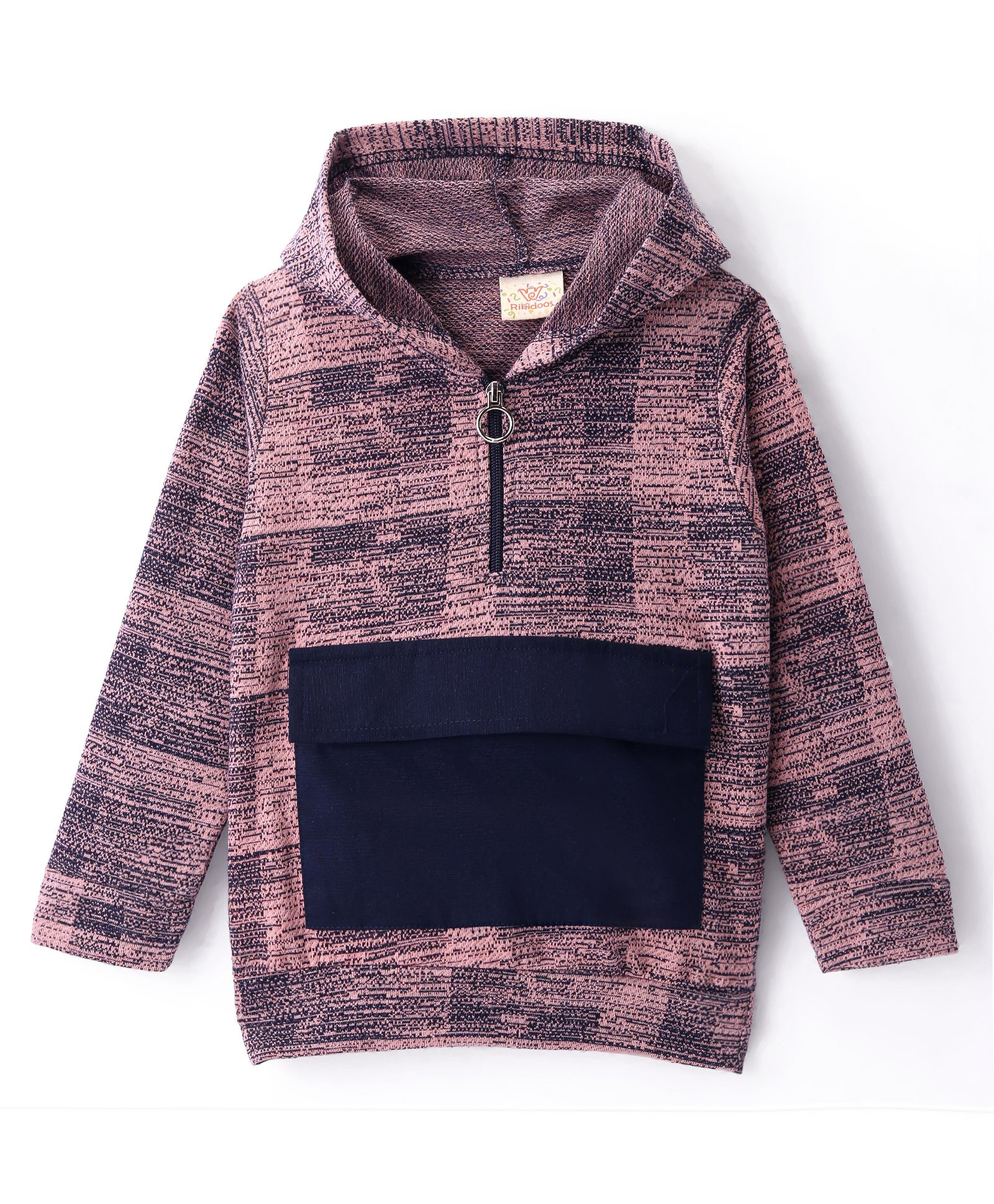 Rikidoos Full Sleeves Abstract Printed Hooded Light Winter Sweatshirt - Rose Pink-picture-26
