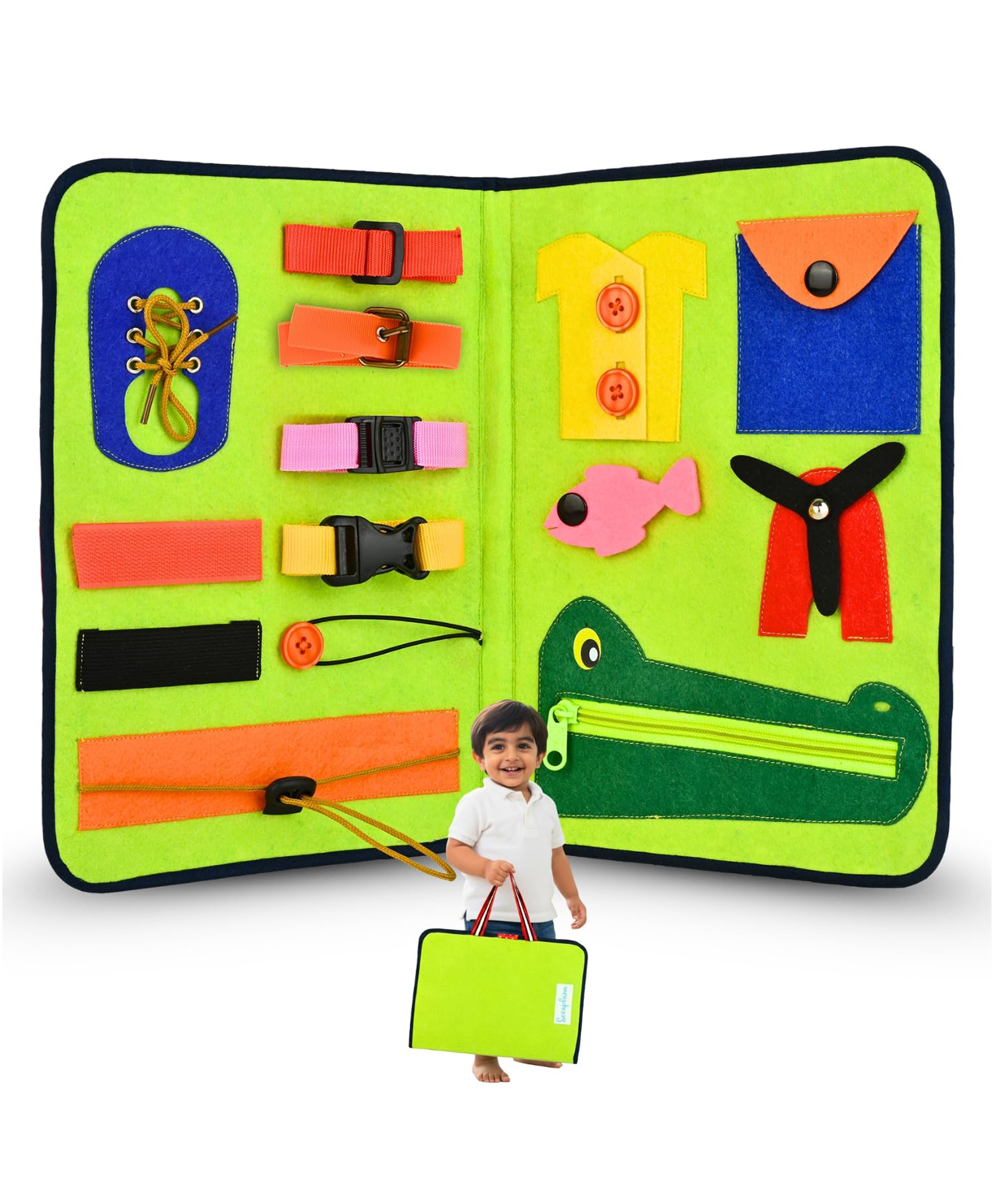 Life Skills Busy Board Book | Montessori Toy | Preschool Educational Sensory Book - Multi Colour-image-28
