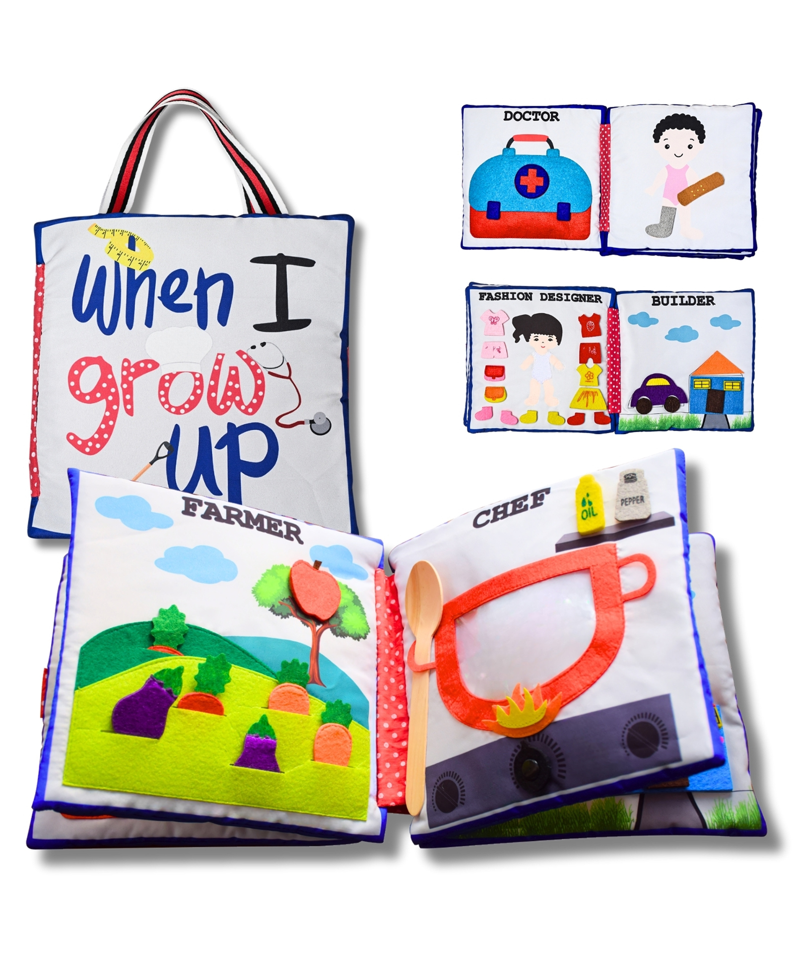 Quiet Book for Toddlers Age 1 to 4 years | Learn About Various Professions Through Pretend Play | for Sensory Play & Educational Development | - English-image-27