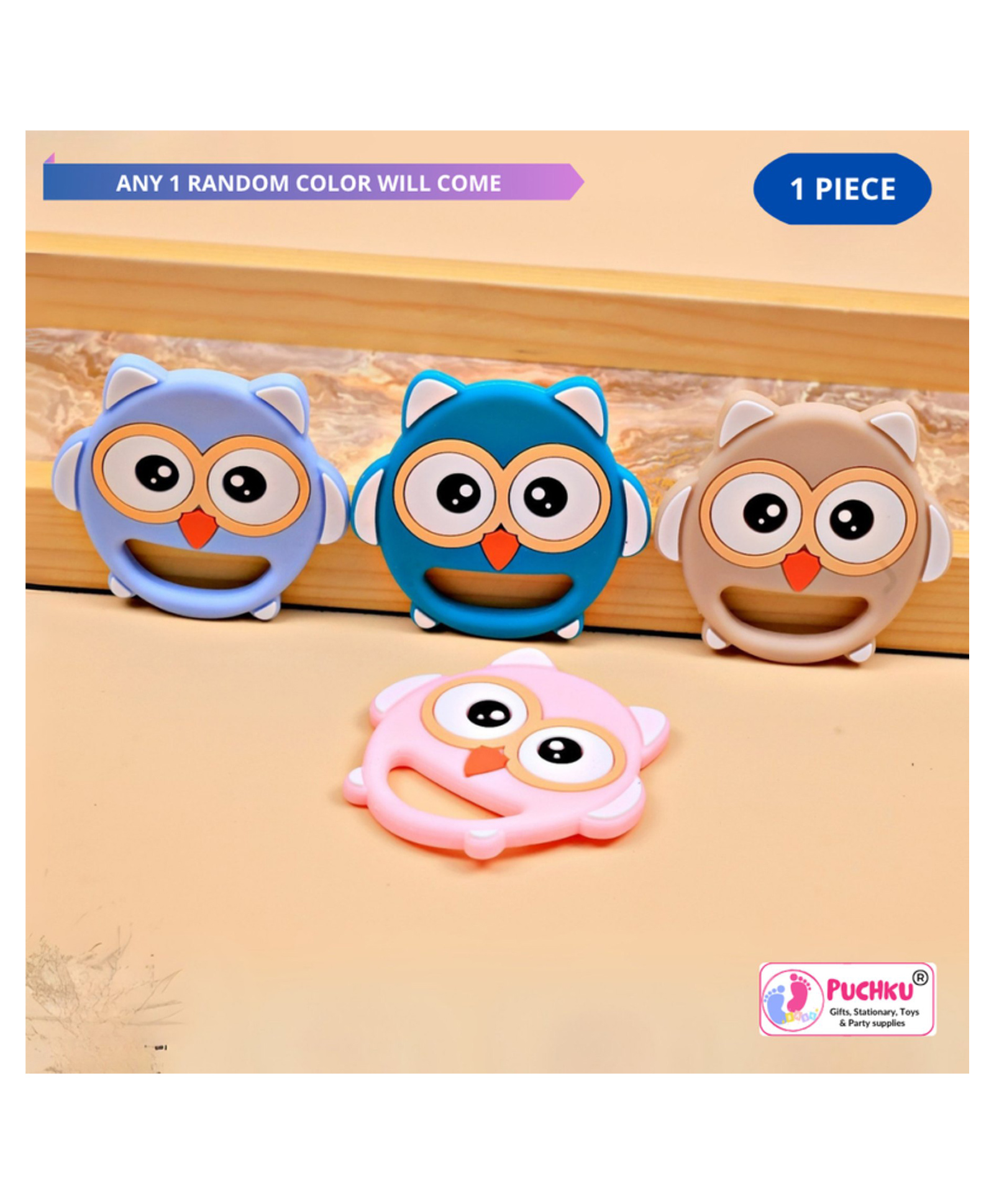 Puchku Baby Owl Shaped Silicon BPA Free Teether (Pack of 1 , Random Color)-picture-21
