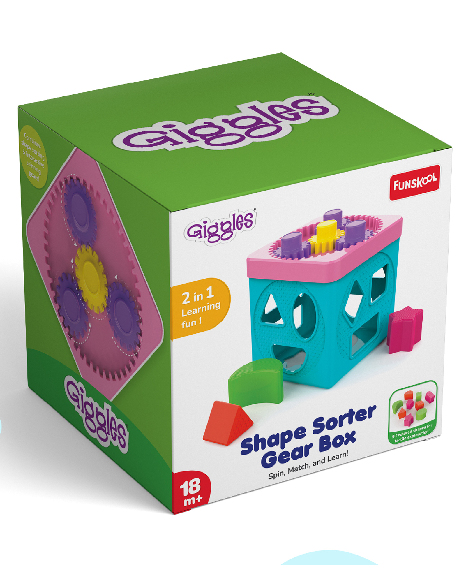 Giggles Funskool Shape Sorter Gear Box | Spin, Match & Learn with 4 Gears & 9 Shapes | Fun Activity & Development Educational Toy for Kids | Gift Set for Toddlers - Multicolor-picture-25