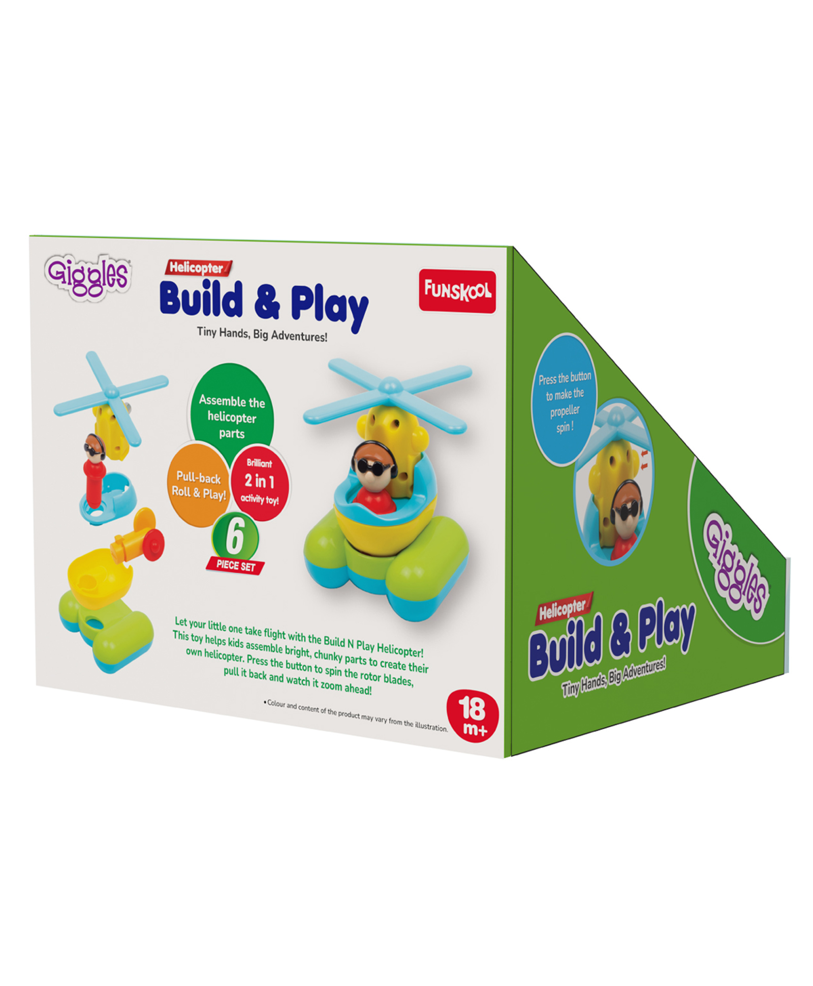 Giggles Build n Play Helicopter DIY Toy Assembly Kit Pull-Back Action Vehicle with Movable Parts - Multicolor-image-16