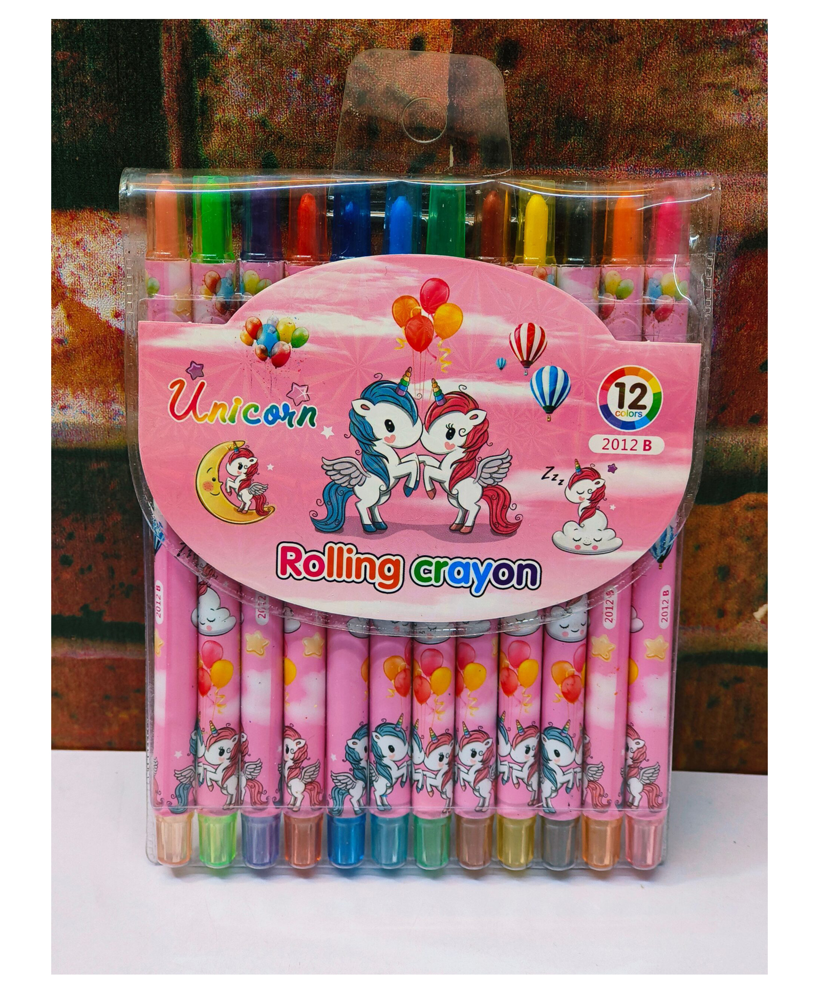 Funcart Unicorn Pink Rolling Crayons for Kids Coloring Crayons multicolor - Pack of 12-image-2
