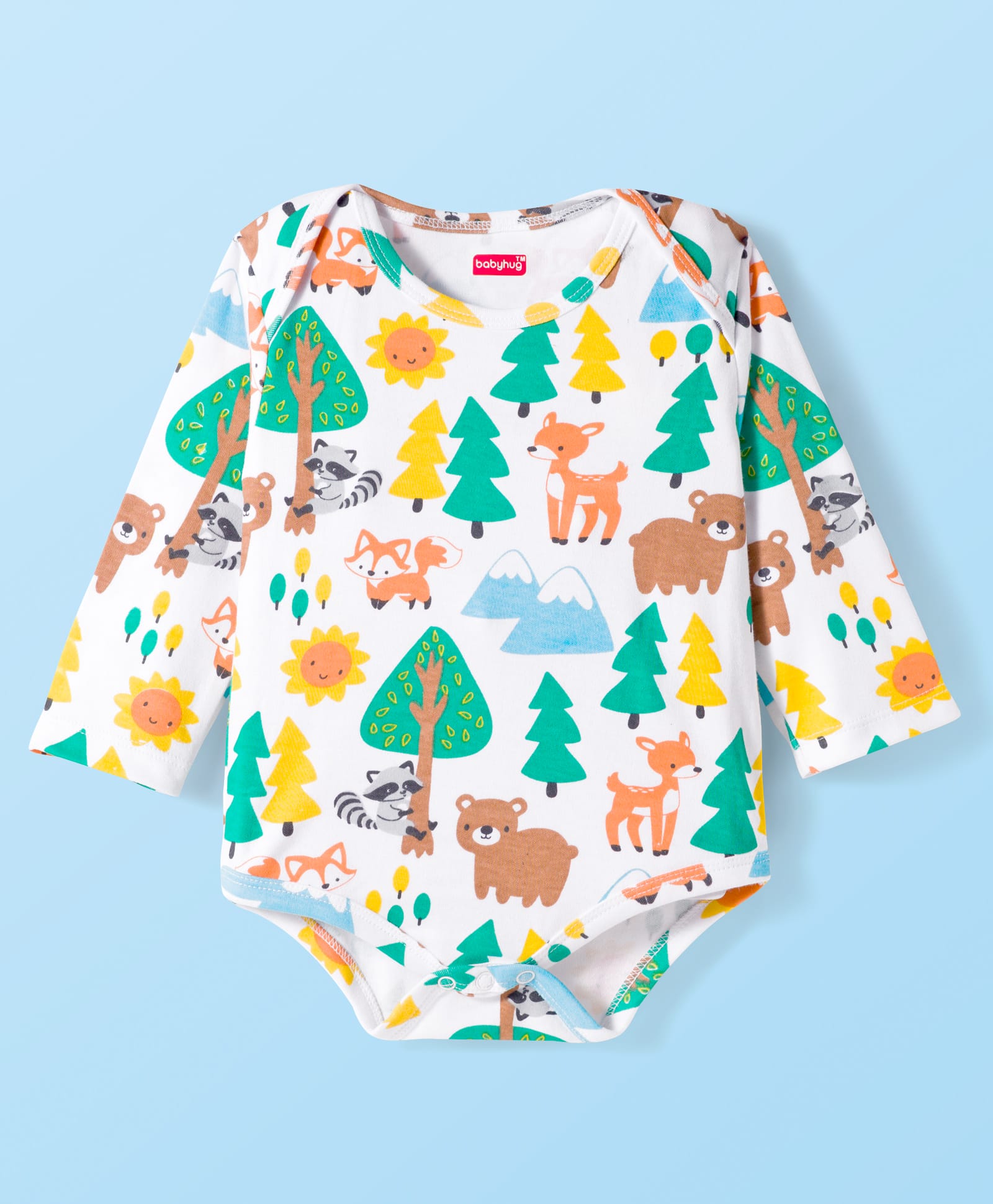 Babyhug 100% Cotton Knit Full Sleeves Onesie with Animal Print - White-picture-14