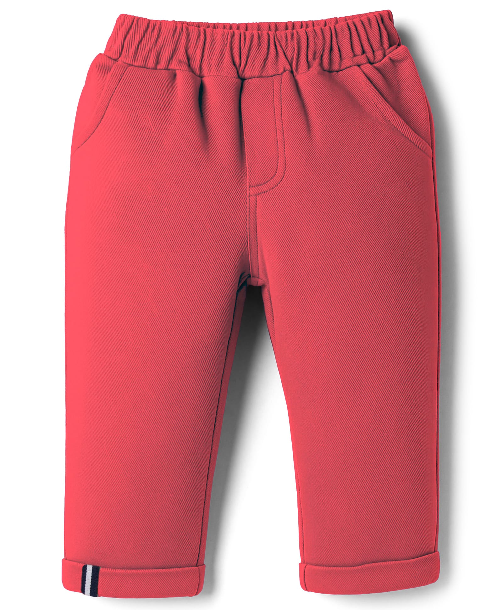 Ollypop Textile Knit Full Length Solid Color Trouser - Red-image-21