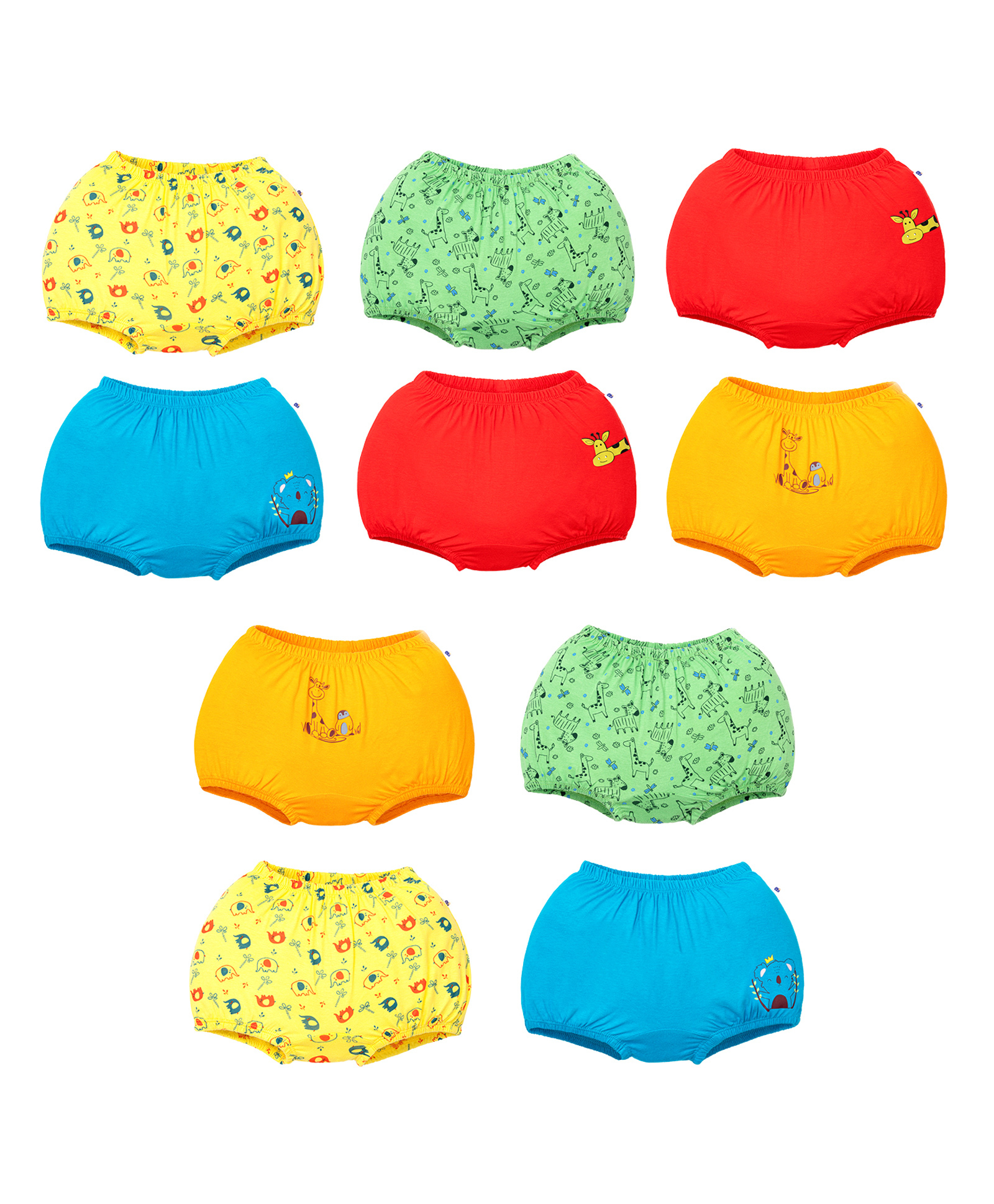 SuperBottoms Cotton Knit Pack Of 10 Animals Printed Bloomers - Multi Colour-picture-15