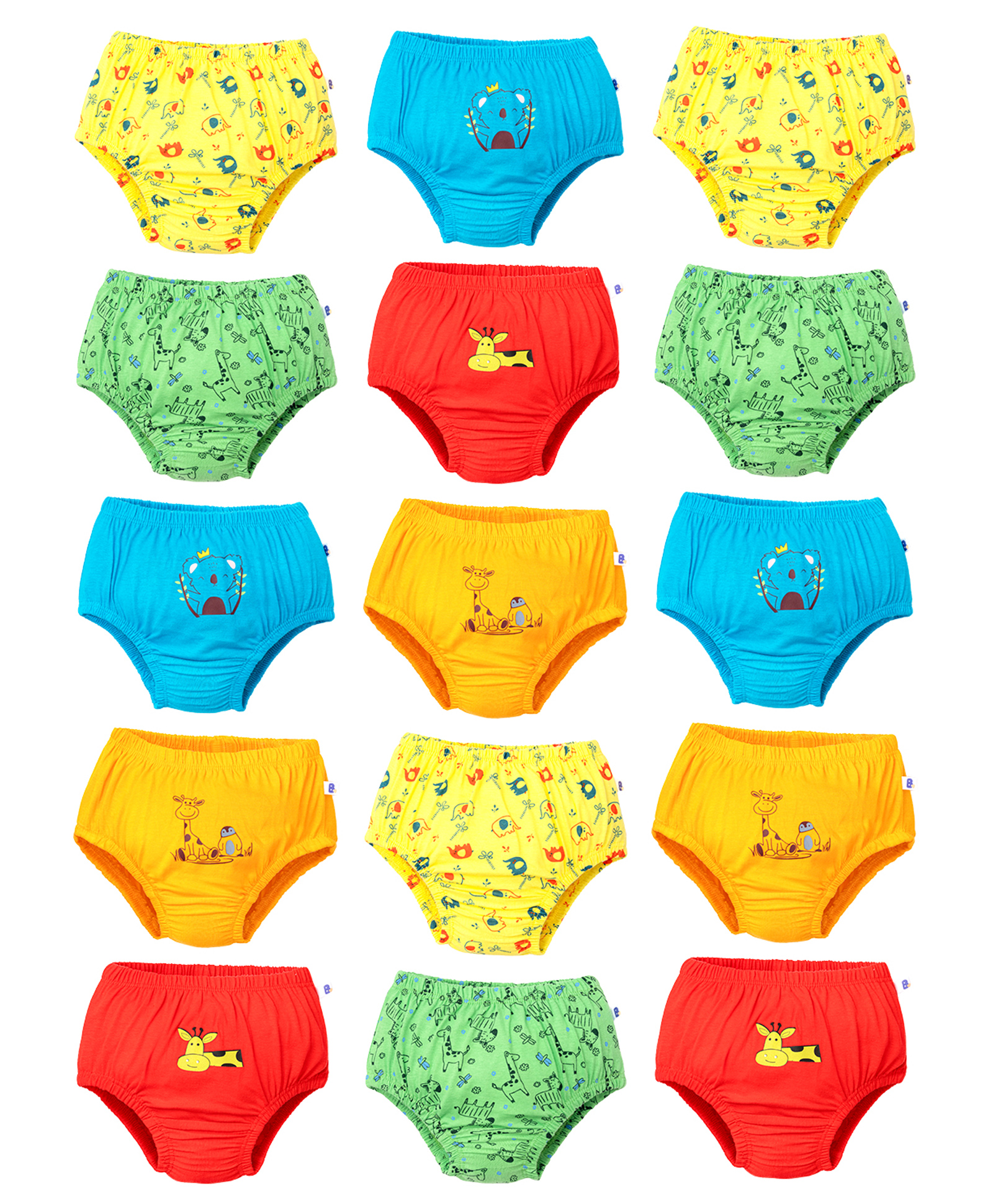 SuperBottoms Pure Cotton Knit Pack Of 15 Cute Animals Printed Briefs - Multi Colour-picture-29