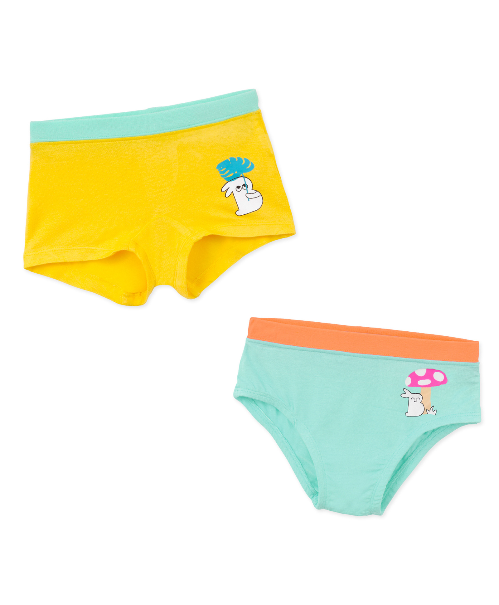 SuperBottoms Bamboo Knit Bunnies Printed Panty & Boyshorts Set - Multi Colour-picture-42