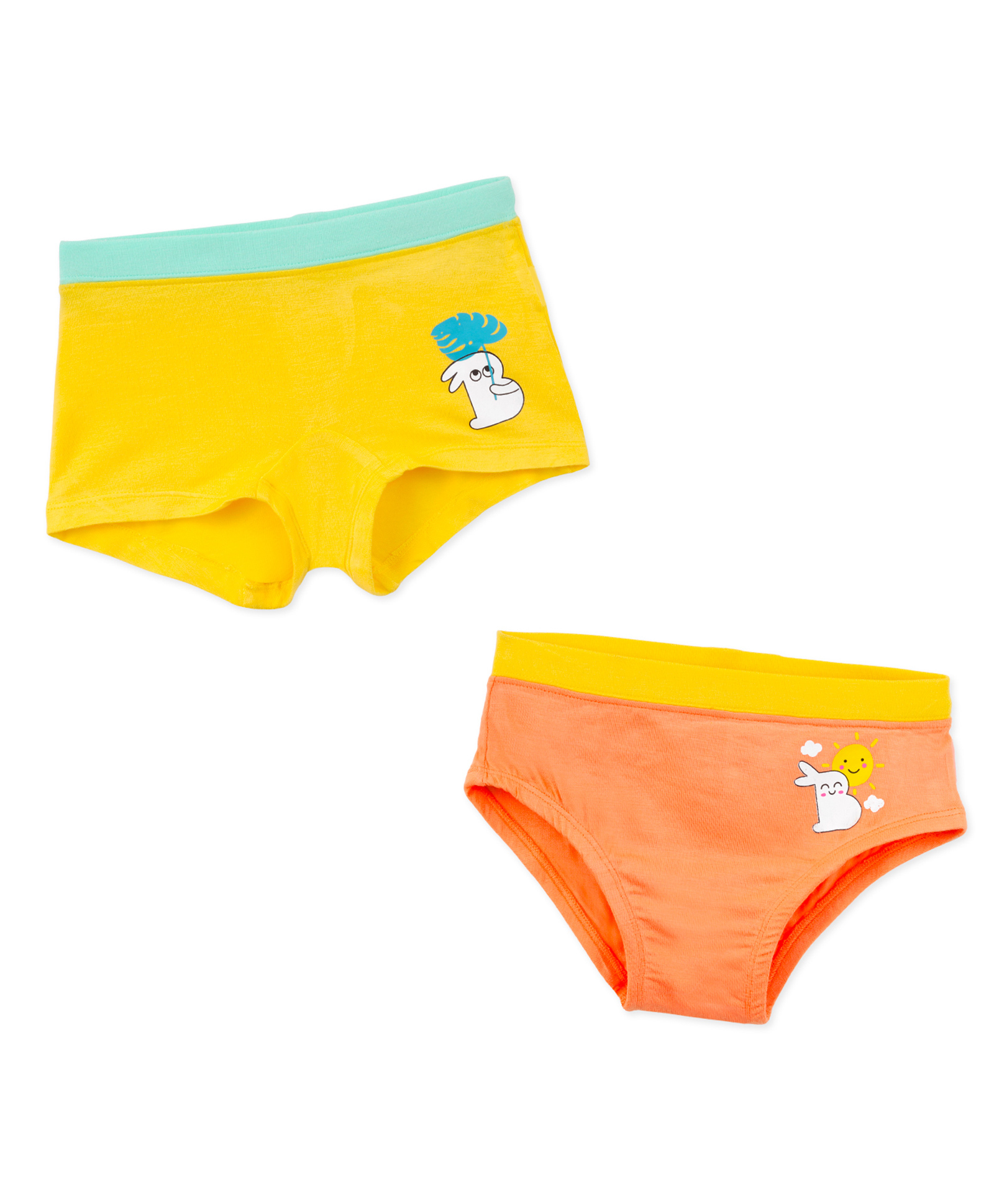 SuperBottoms Bamboo Knit Bunnies Printed Panty & Boyshorts Set - Multi Colour-picture-10
