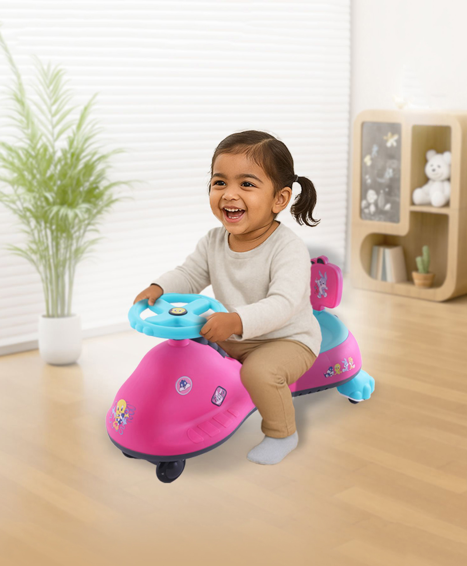 Looney Tunes Kids Swing Car with ABEC 7 Bearing -Pink Blue| Lights&Music| Smooth PU LED Wheels| Easy to Handle| Built for Rough Play| Encourages Physical Activity| For Kids of 3 to 8 years| Sport Gift-image-42