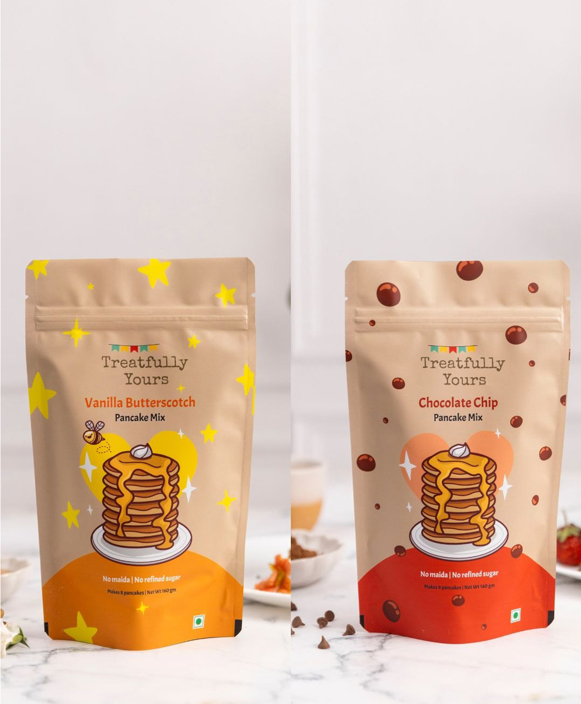 Treatfully Yours Vanilla Butterscotch & Chocolate Chip Pancake Mix Combo Pack - 160 g Each-image-13
