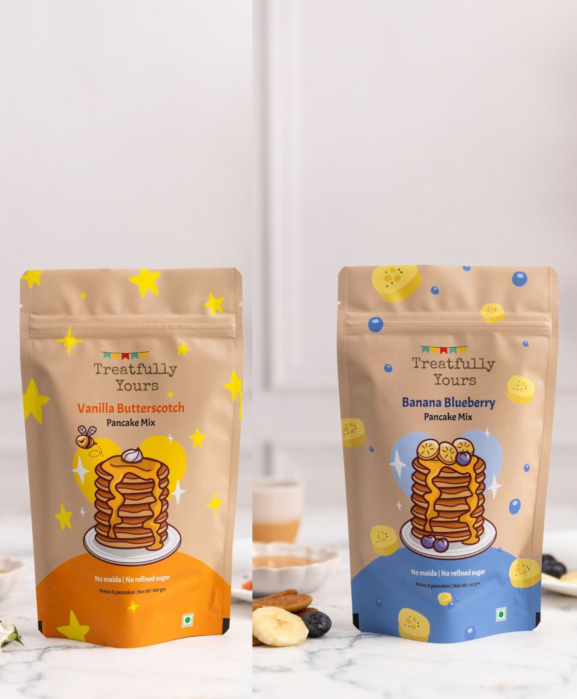 Treatfully Yours Vanilla Butterscotch & Banana Blueberry Pancake Pre-mix - 160 g Each-picture-16
