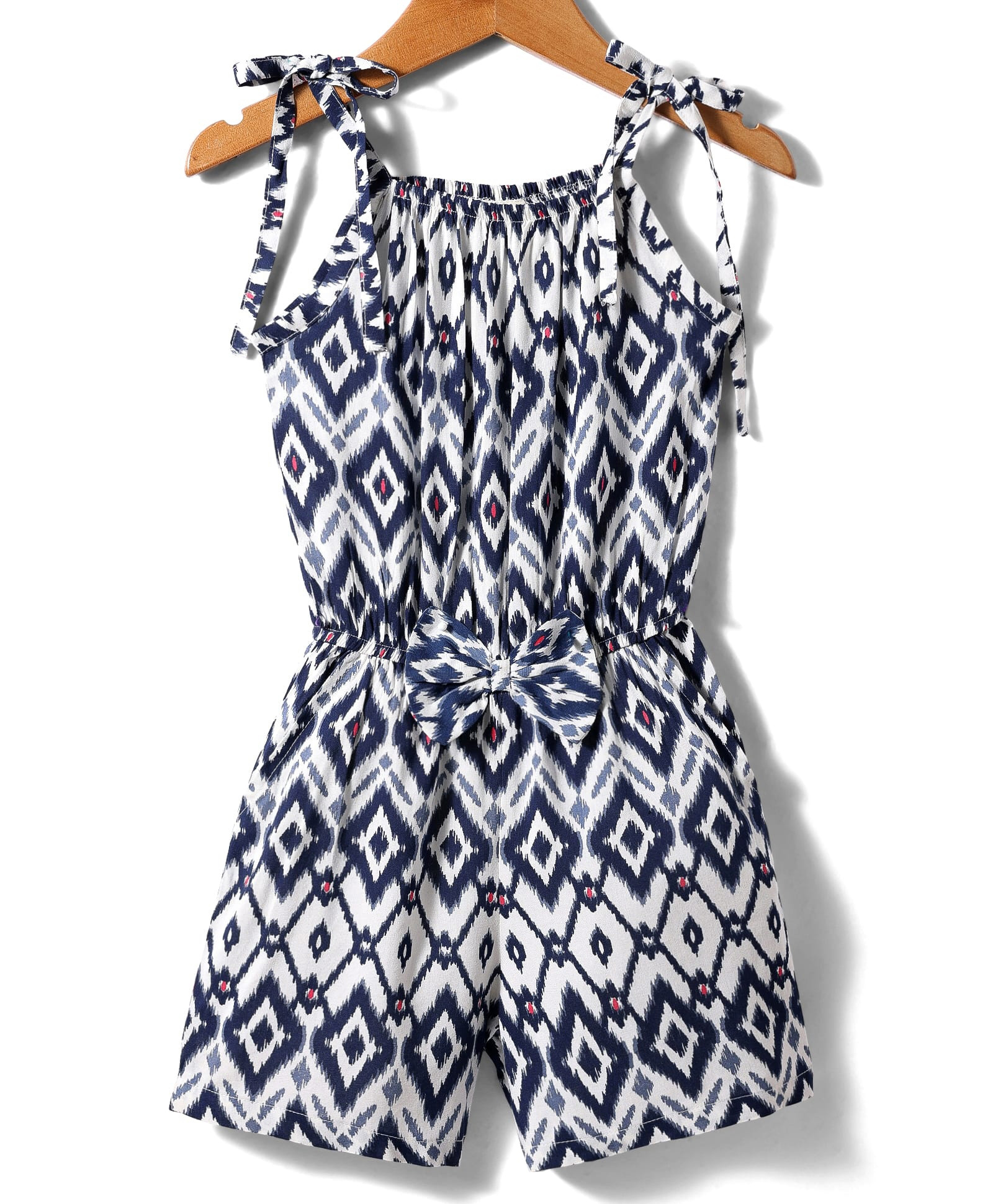 CrayonFlakes Rayon Woven Sleeveless Ikat Printed Jumpsuit - Off White-picture-21
