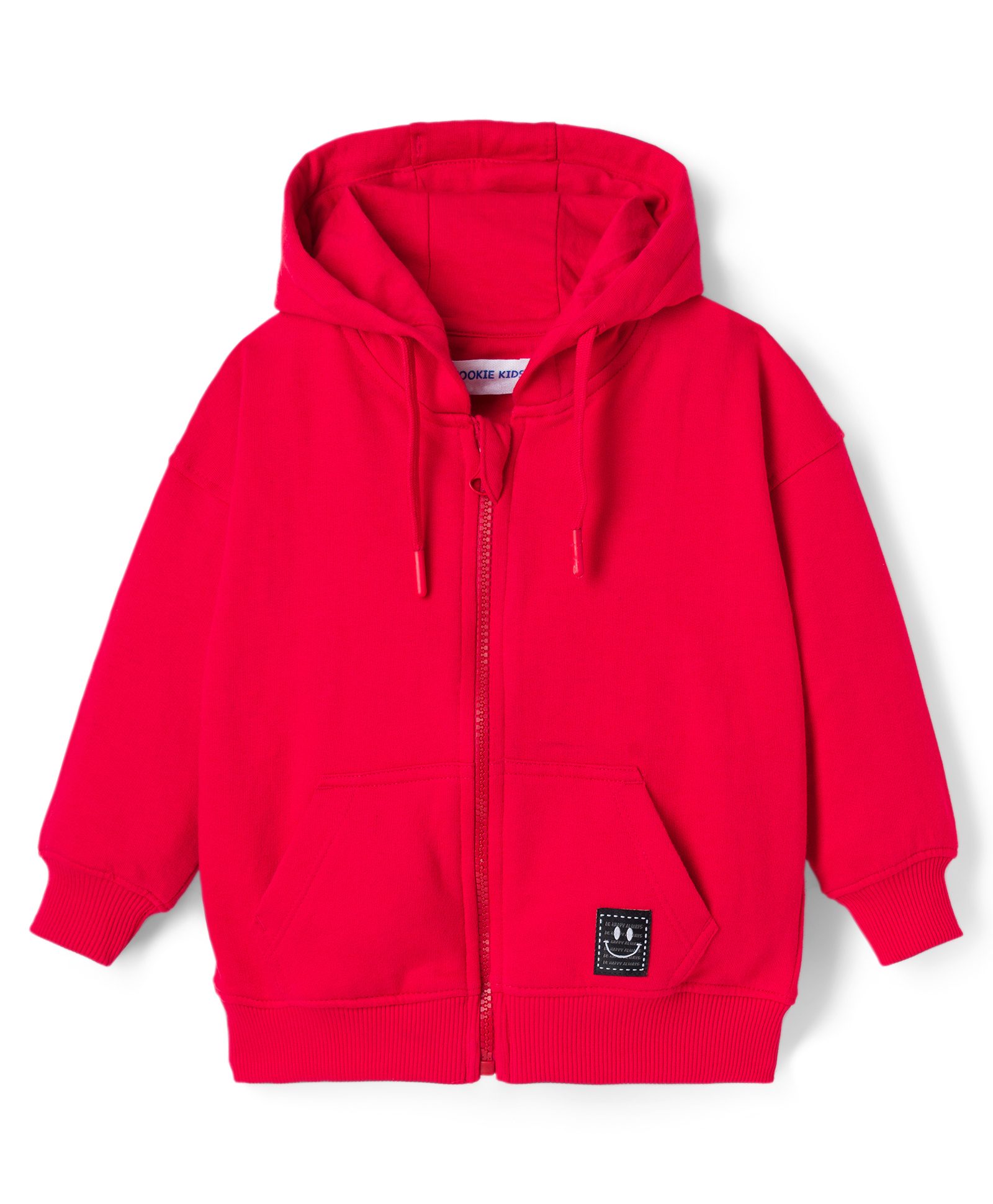 kookie kids india Kookie Kids Terry Knit Full Sleeves Hooded SweatJacket with Patch Detailing & Kangaroo Pocket - Red-picture-35