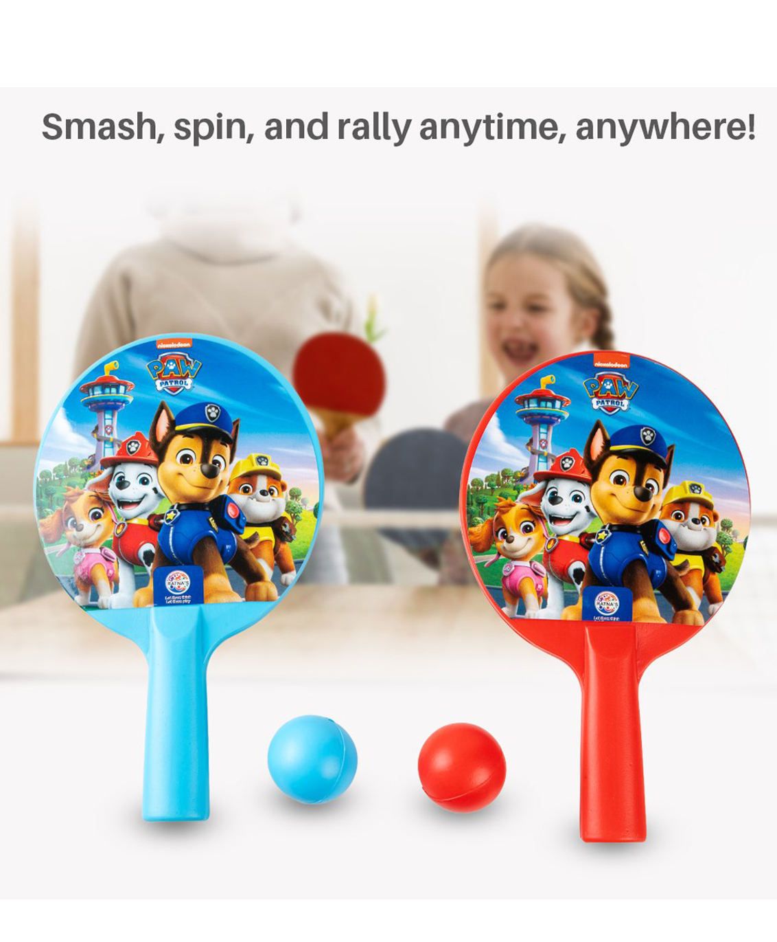 Paw Patrol Cartoon Printed Table Tennis 2 Racquets & 2 Balls Set - Multicolor-image-49