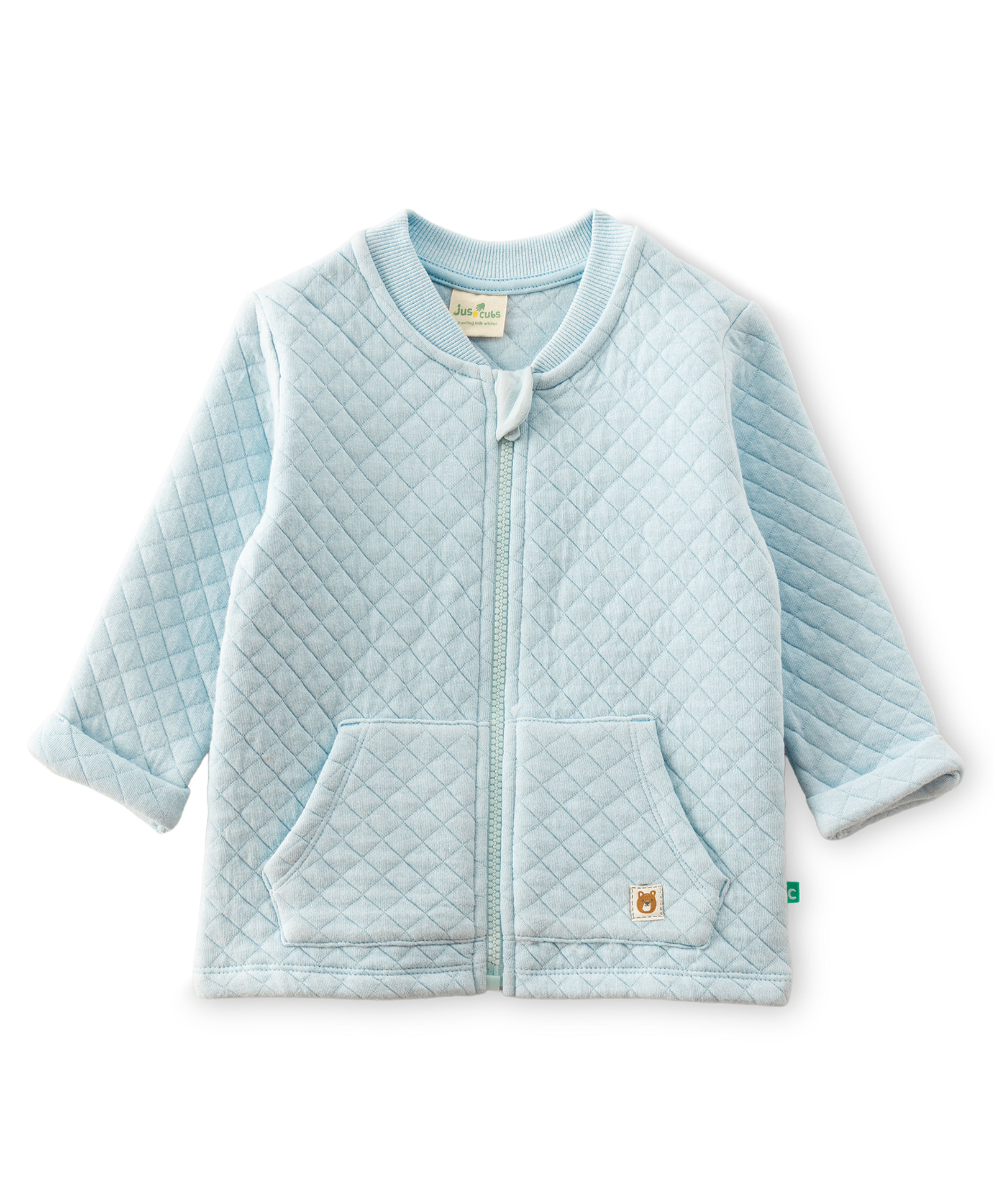 JusCubs Cotton Knit Full Sleeves Textured Light Winter Quilted Jacket - Blue-picture-11