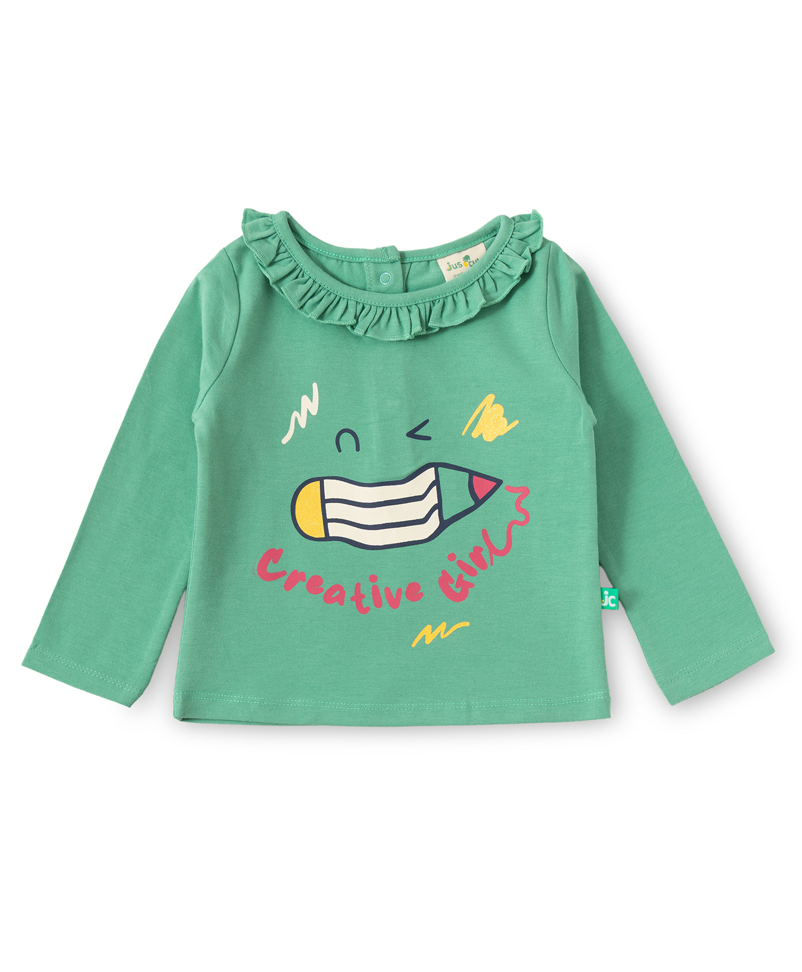 JusCubs Cotton Knit Full Sleeves Creative Girl Text Printed Top - Green-picture-33