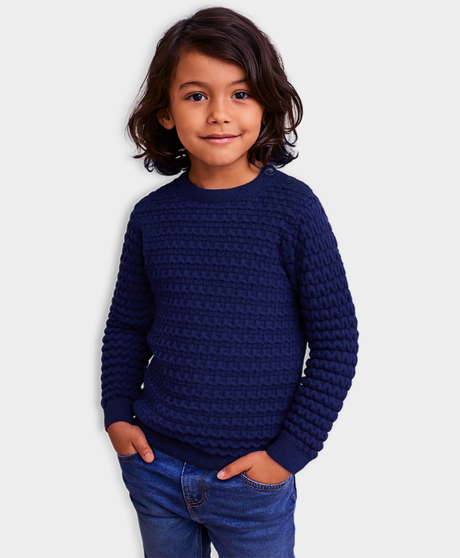 Mi Arcus 100% Cotton Knit Full Sleeves Self Designed Sweater - Blue-image-28
