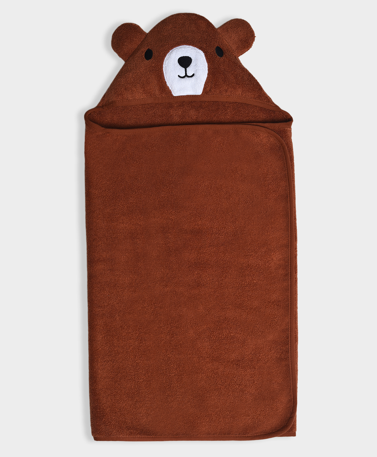 Mi Arcus 100% Cotton Knit Teddy Bear Designed Hooded Bath Towel - Brown-picture-21