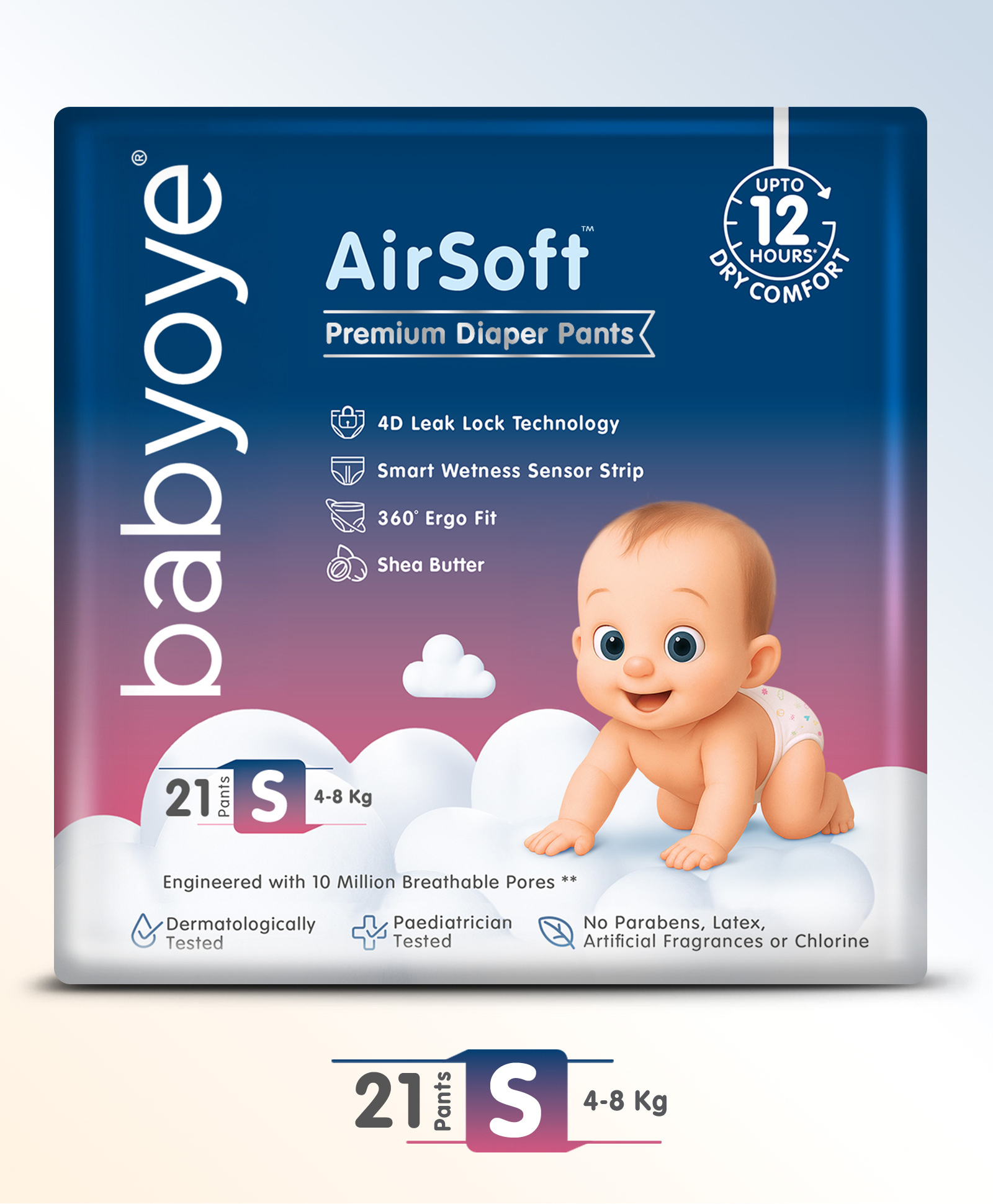 Babyoye Air Soft Premium Pant Style Diapers Small - 21 Pieces-image-49