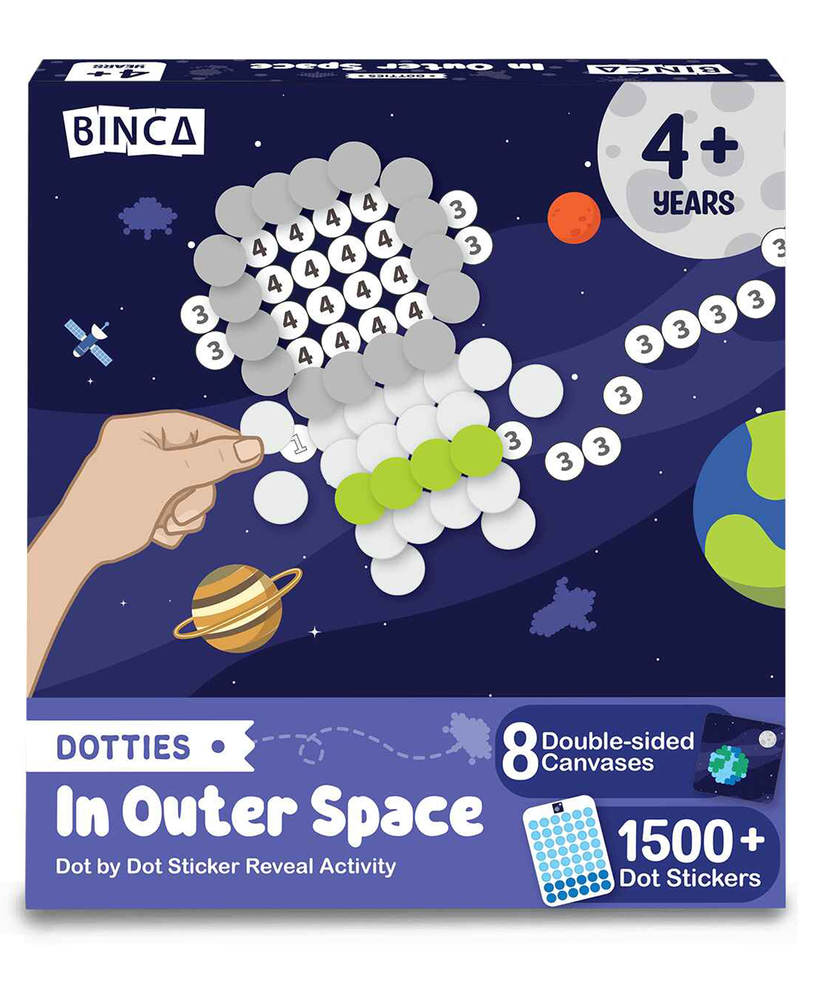 Binca Dotties Dot Art Activity Kit - Space, 1500+ Stickers, 8 Mess-Free Activities, DIY Dot Sticker Art for Toddlers-image-5