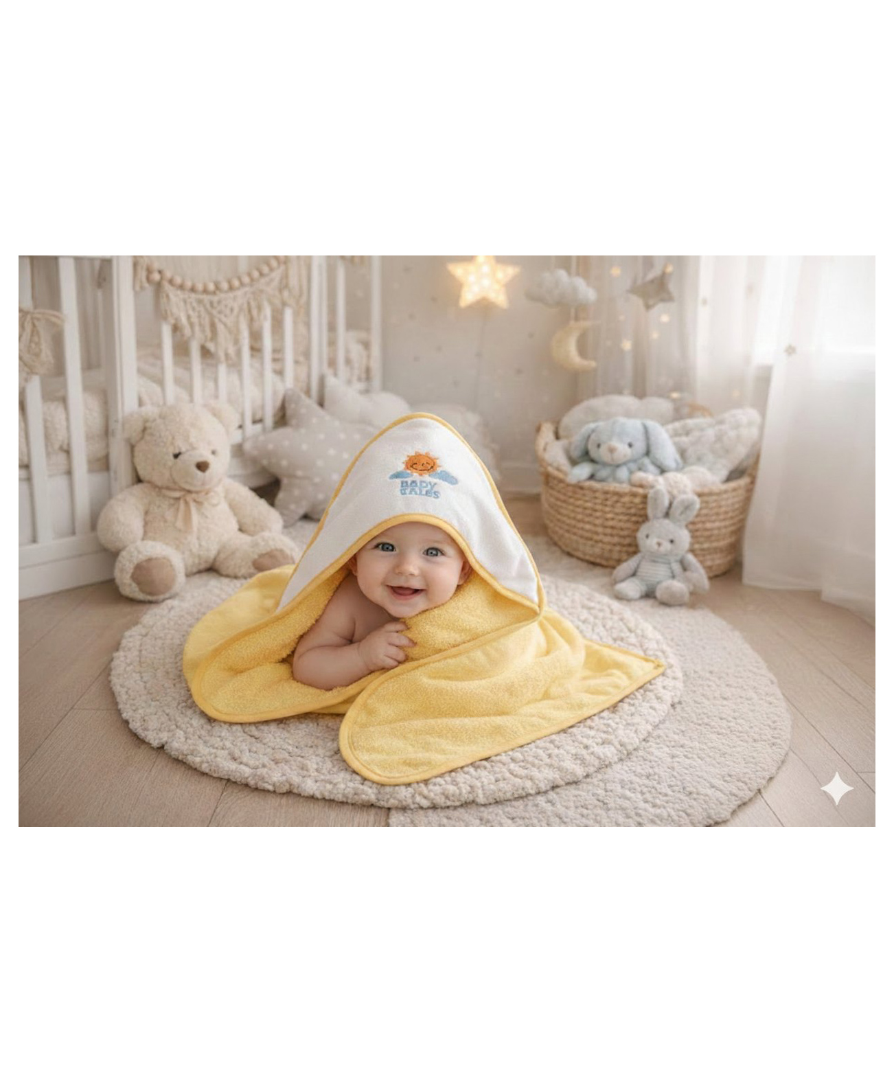 Baby Tales Terry Hooded Bath Towel with Embroidery L 76 x B 76 cm - Light Orange-picture-11