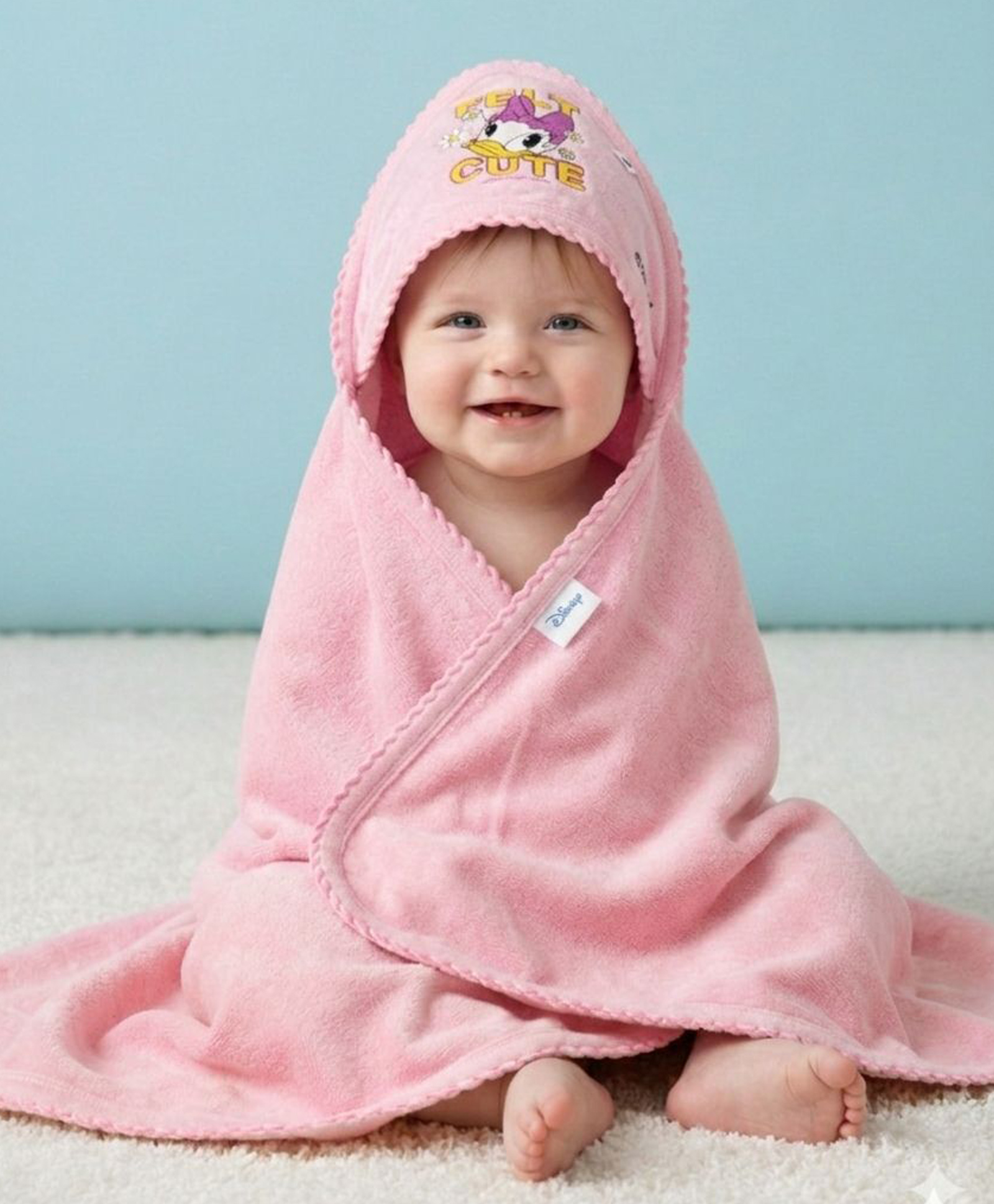 Disney by Baby Tales Terry Hooded Bath Towel with Embroidery L 76 x B 76 cm - Pink-image-9