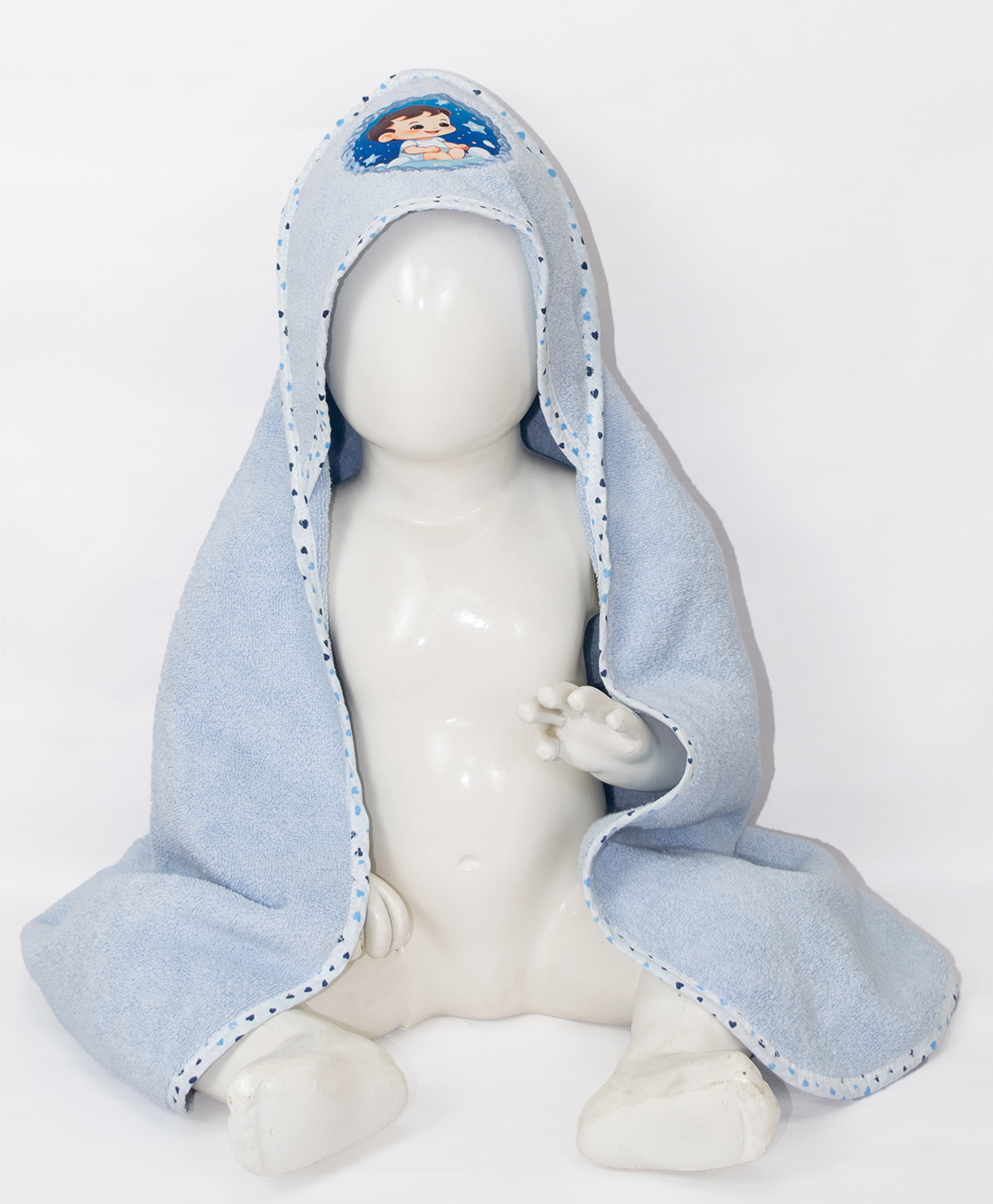 Rangoli Cotton Cute Baby Designed Zero Twist Skin Friendly Towel - Blue-image-43