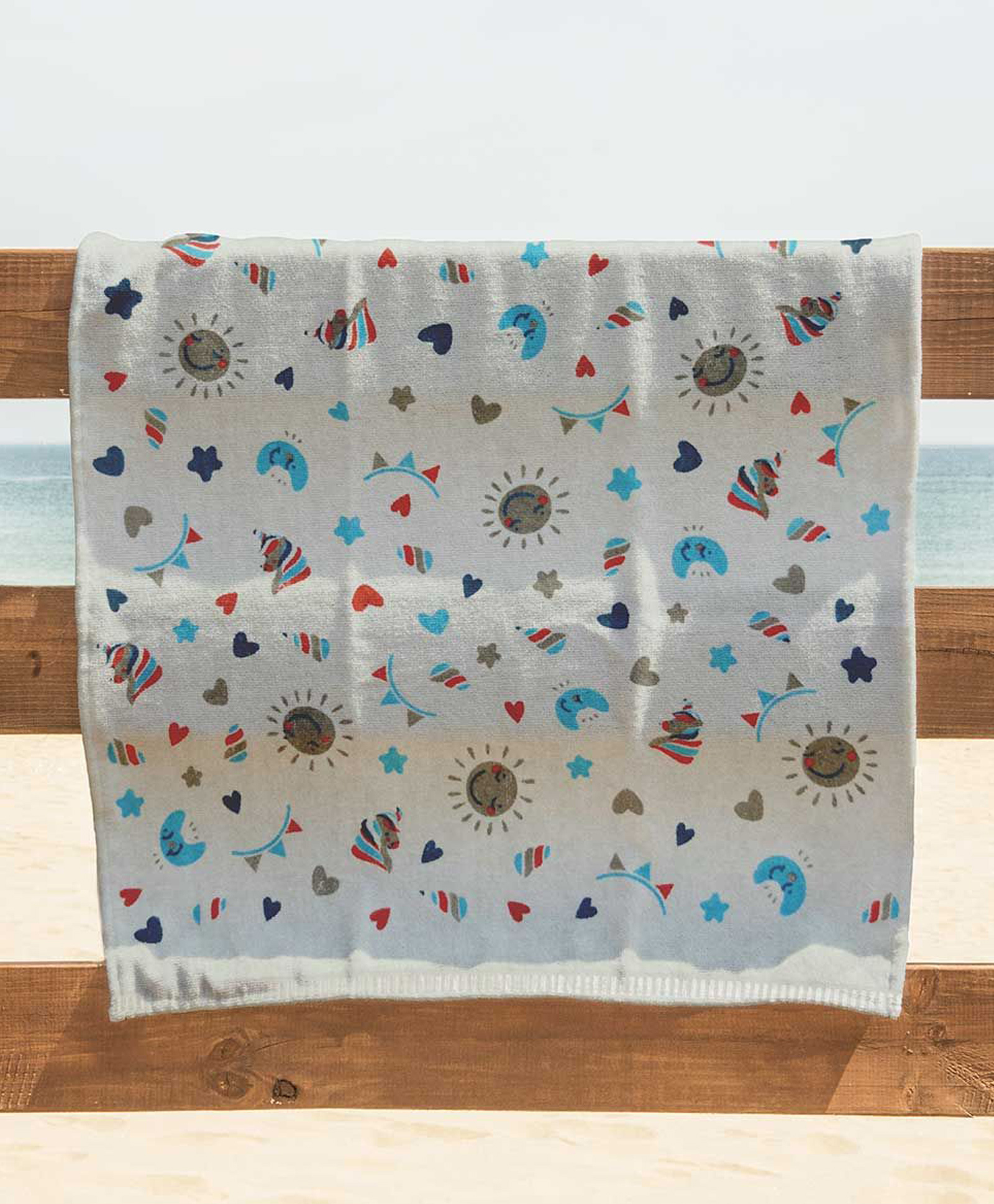 Rangoli 100% Cotton Knit Unicorn & Hearts Printed Towel - Grey-picture-18